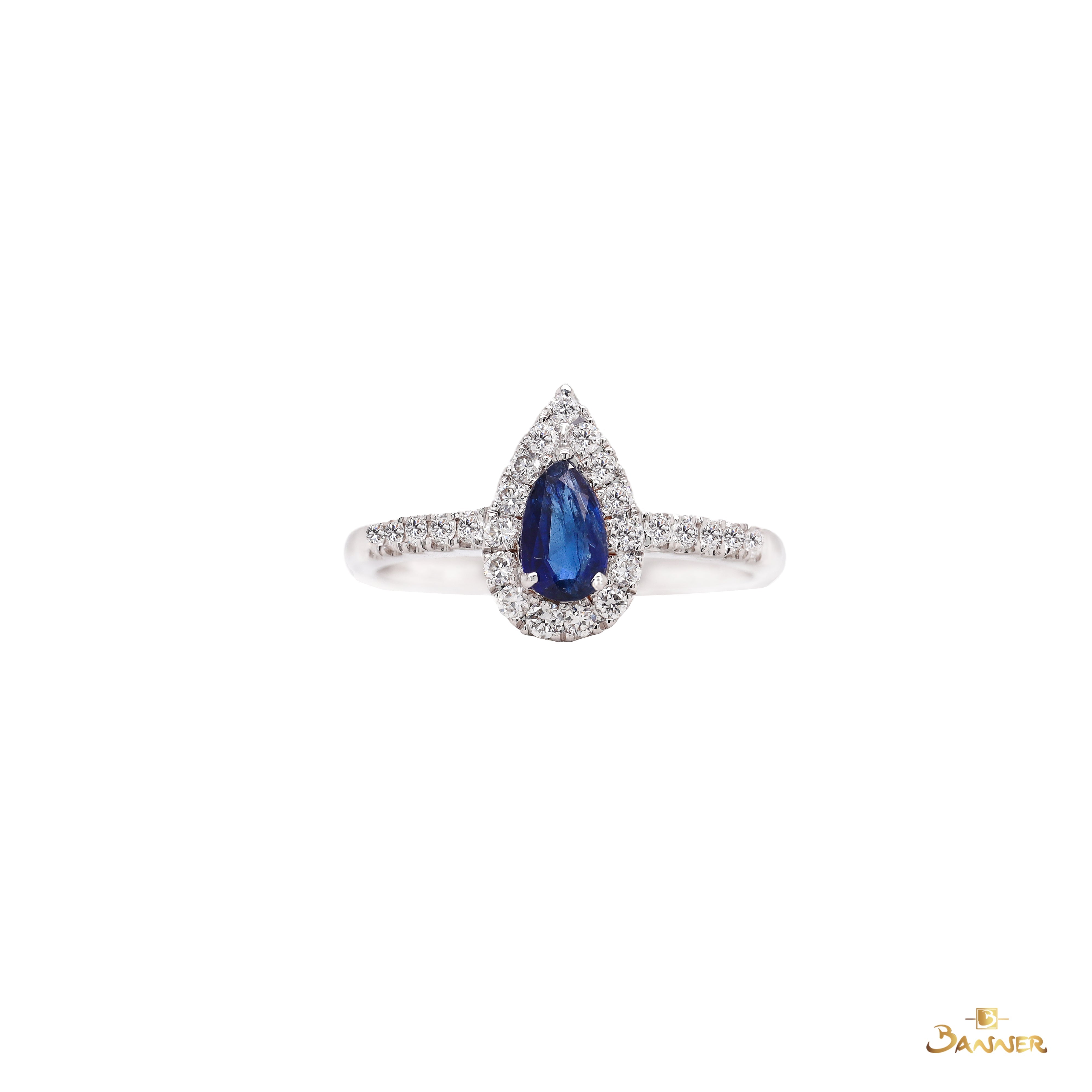 Sapphire and Diamond Droplet Ring