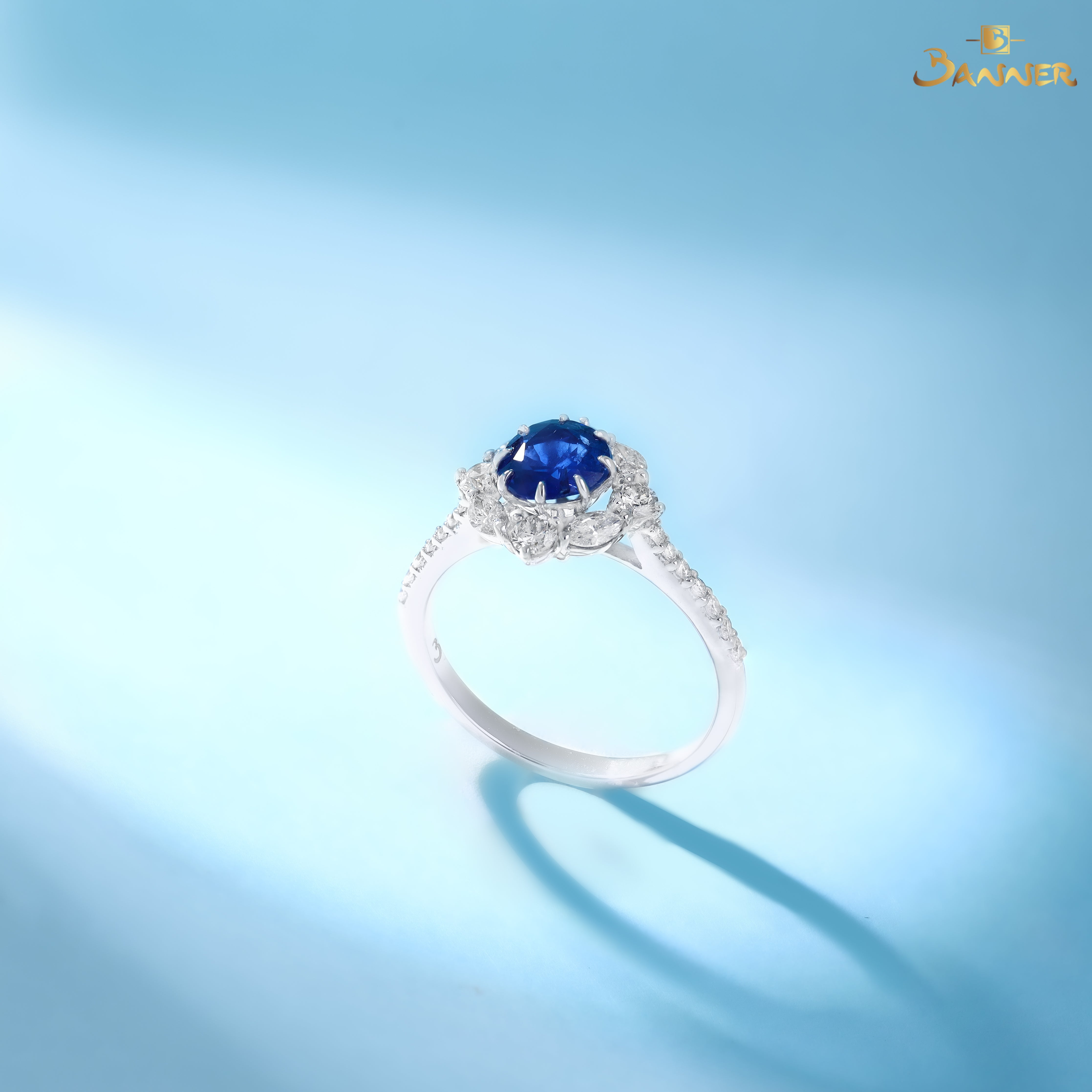 Sapphire and Diamond Floral Ring