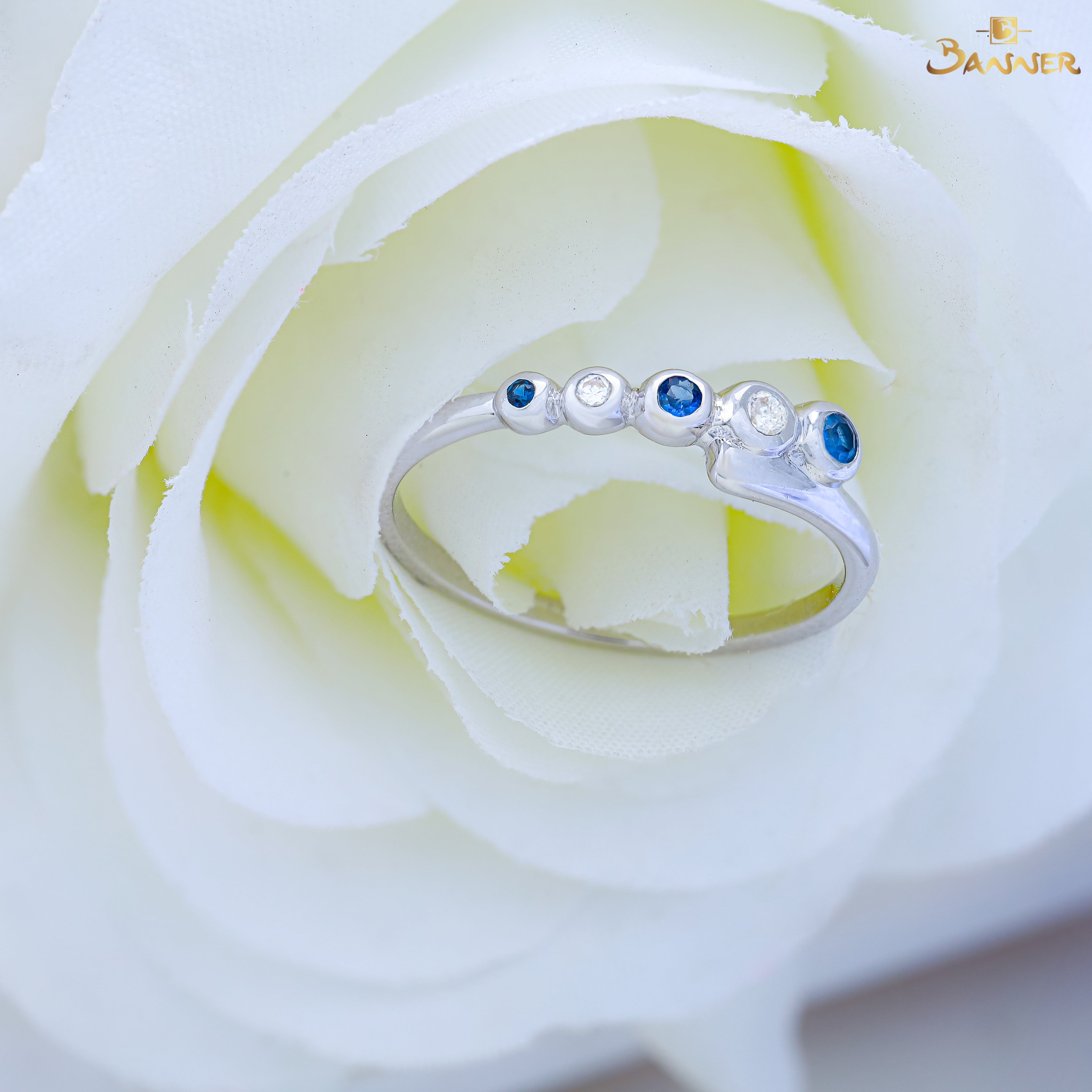 Sapphire and Diamond Dots Ring