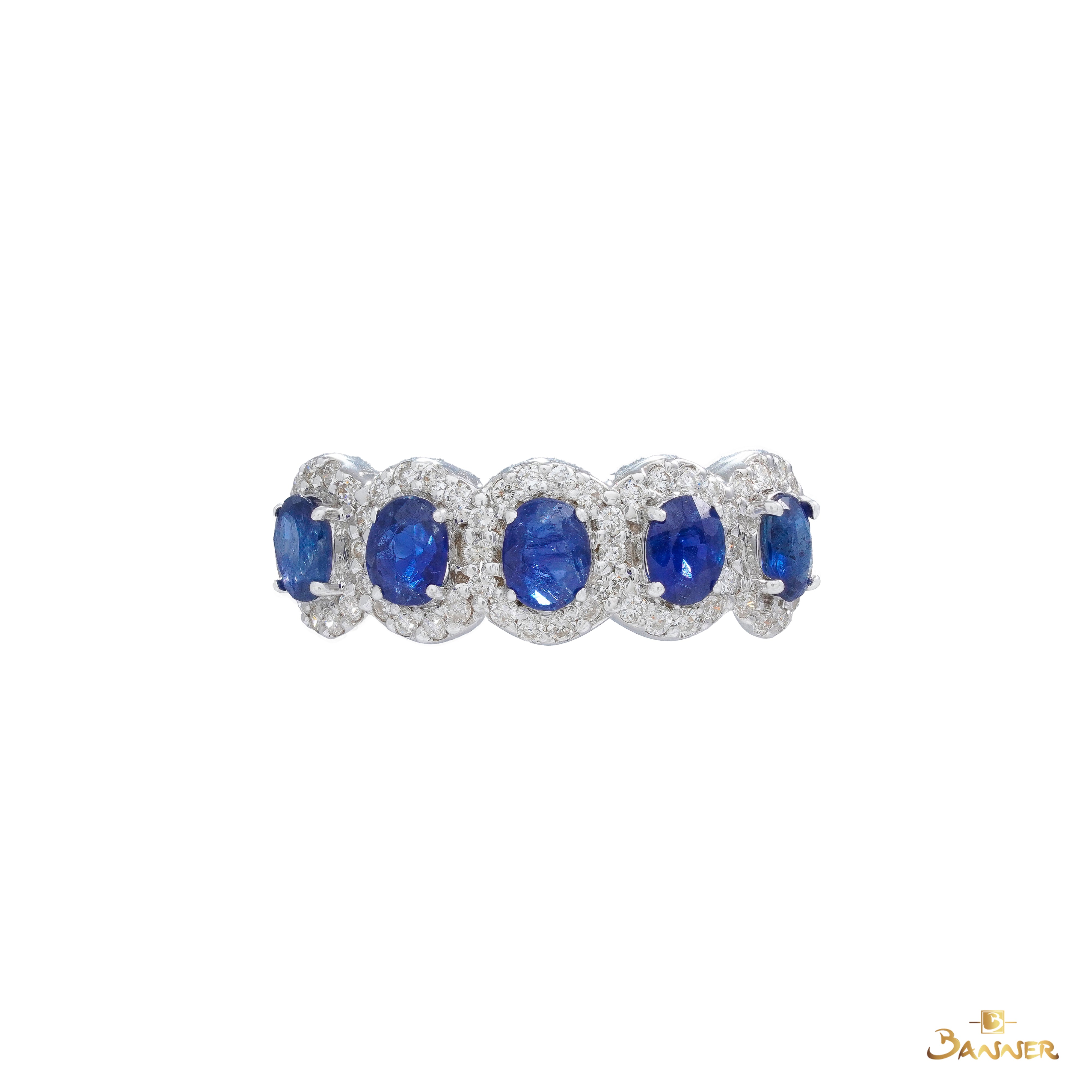 Sapphire and Diamond Halo Ring