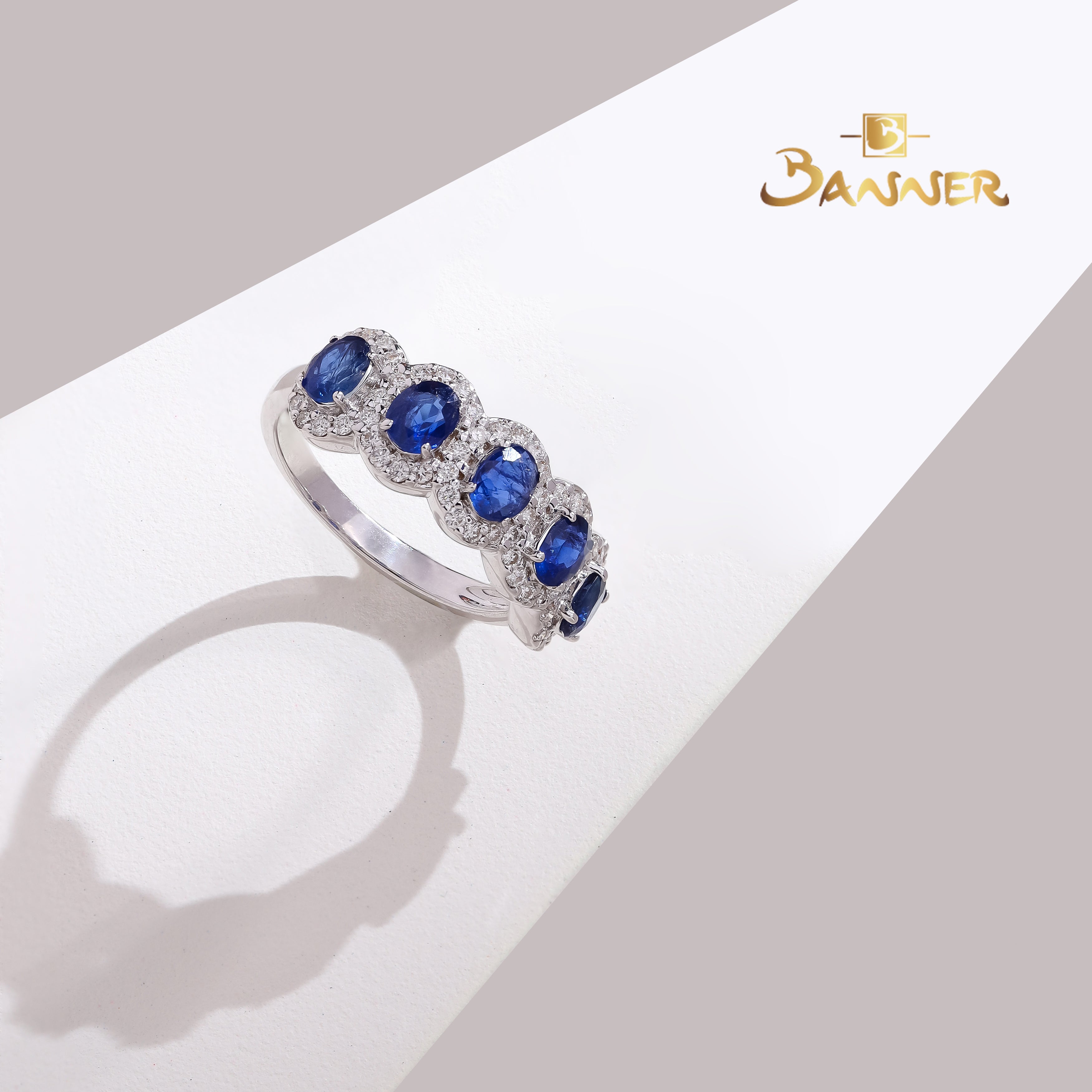 Sapphire and Diamond Halo Ring