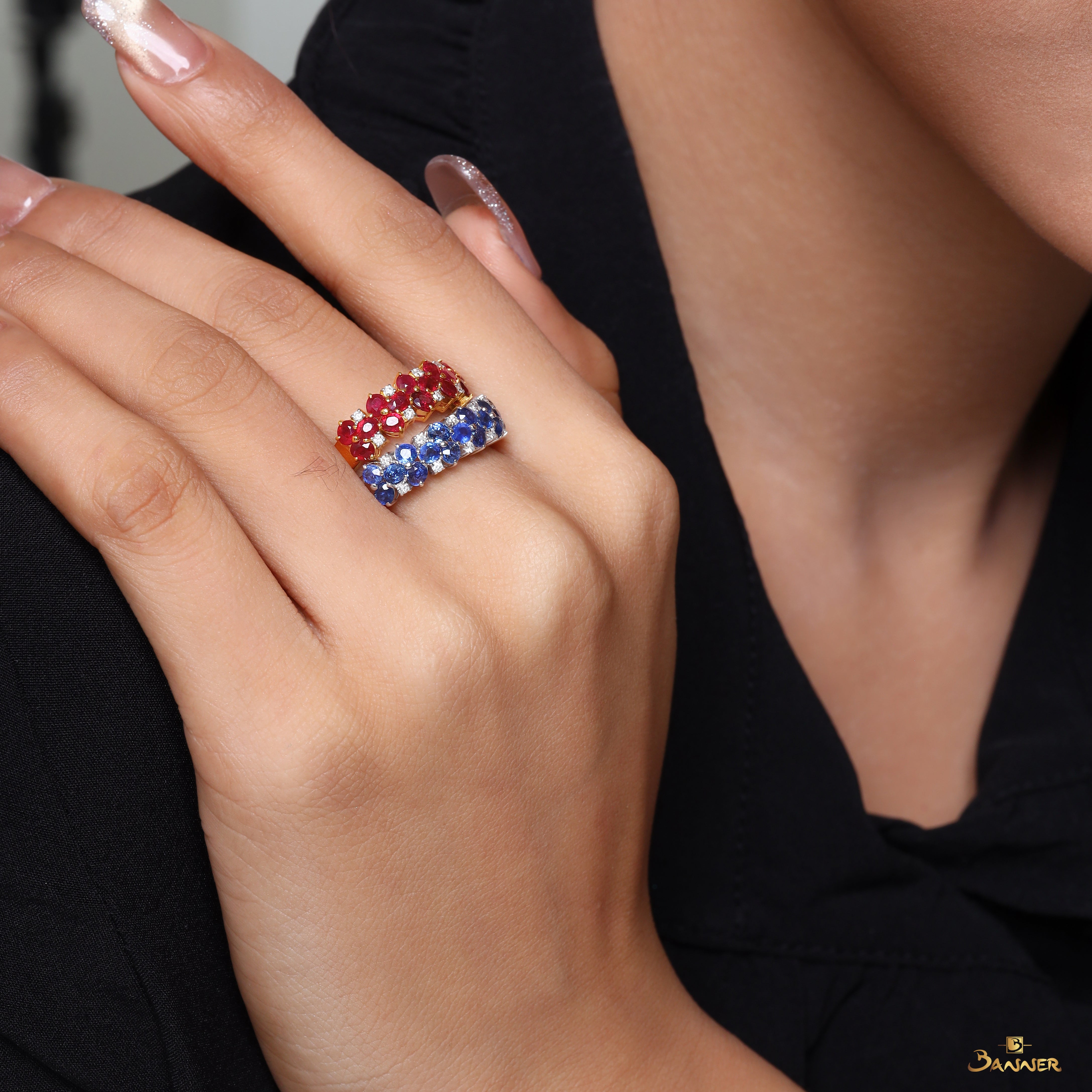 Sapphire and Diamond Pave Ring