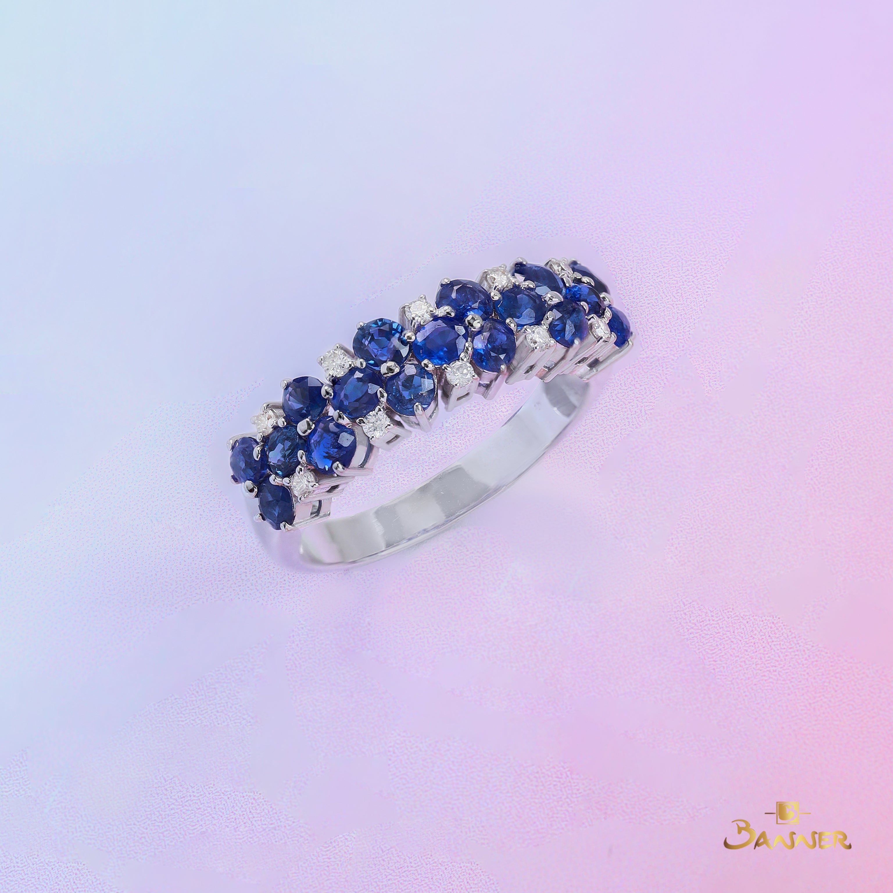 Sapphire and Diamond Pave Ring