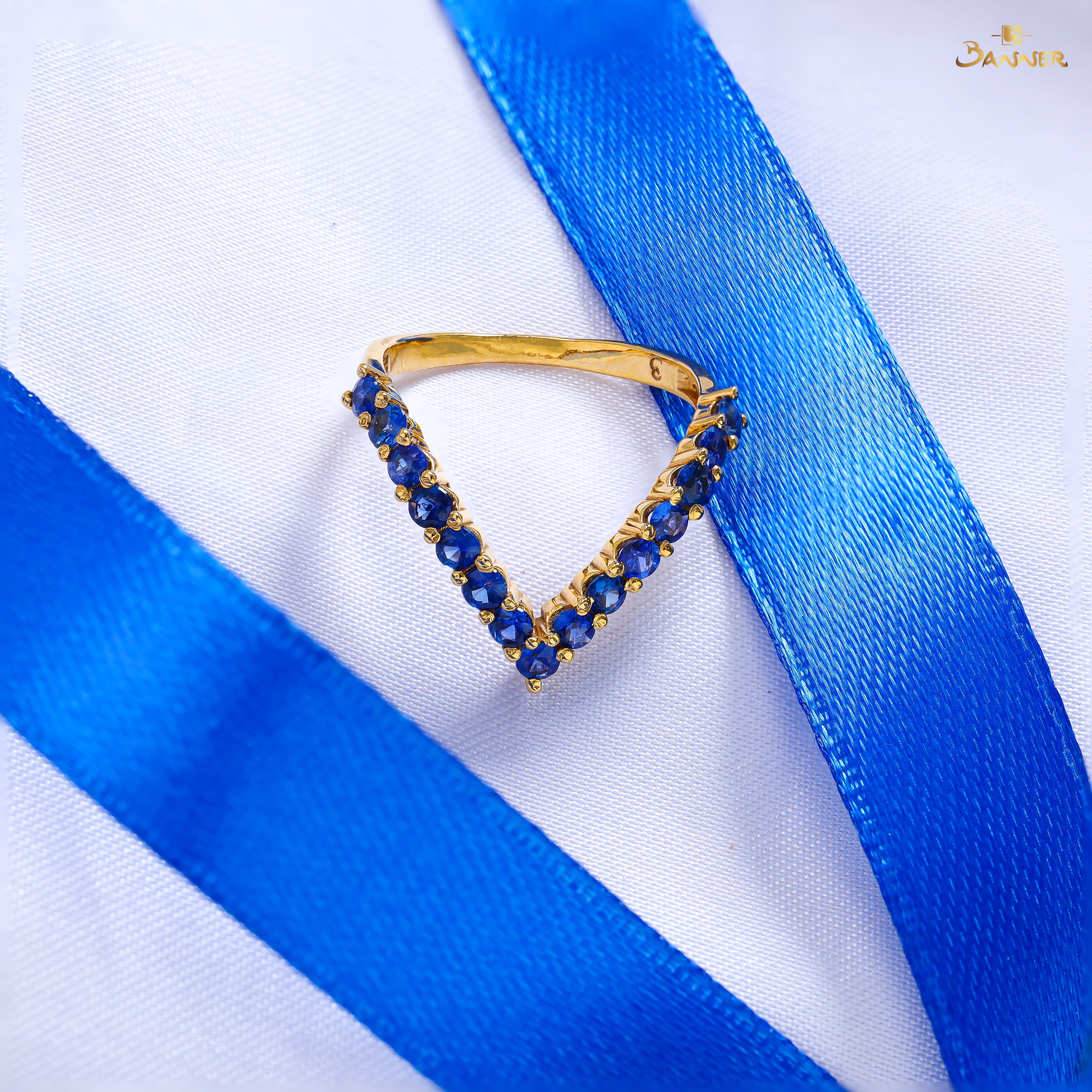 Sapphire V-Shape Ring