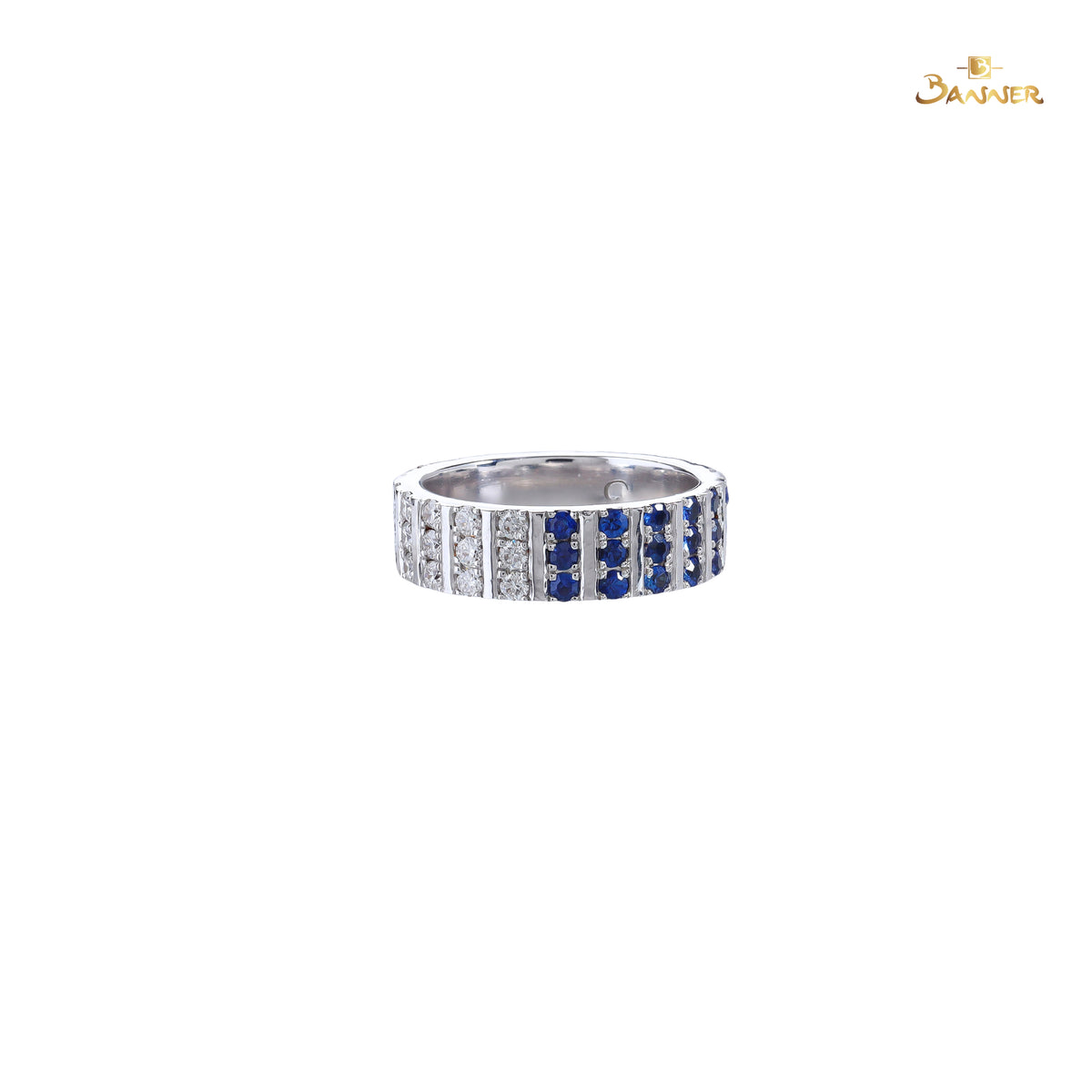 Sapphire and Diamond Multi-Row Eternity Ring