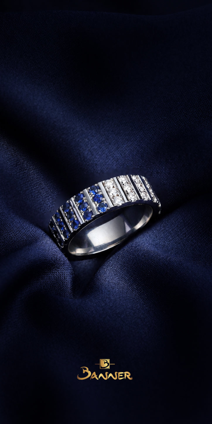 Sapphire and Diamond Multi-Row Eternity Ring