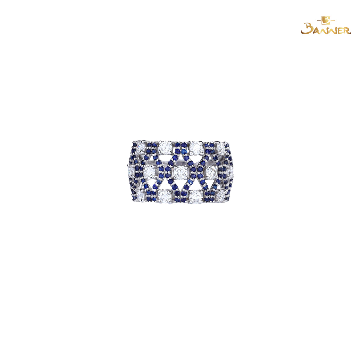 Sapphire and Diamond Mesh Ring