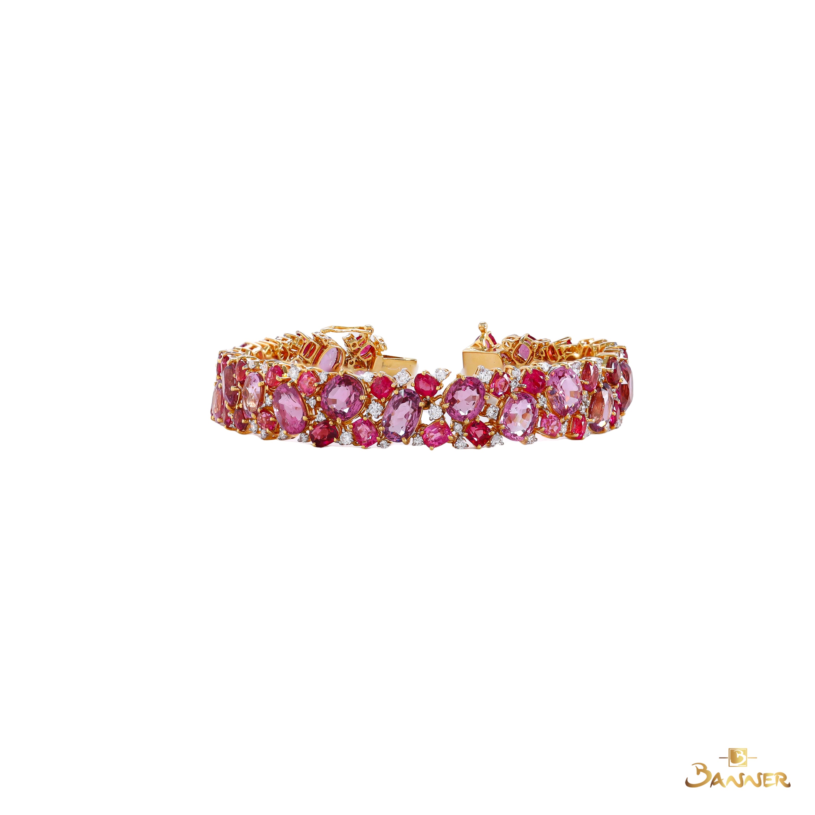 Spinel and Diamond Floral Bracelet