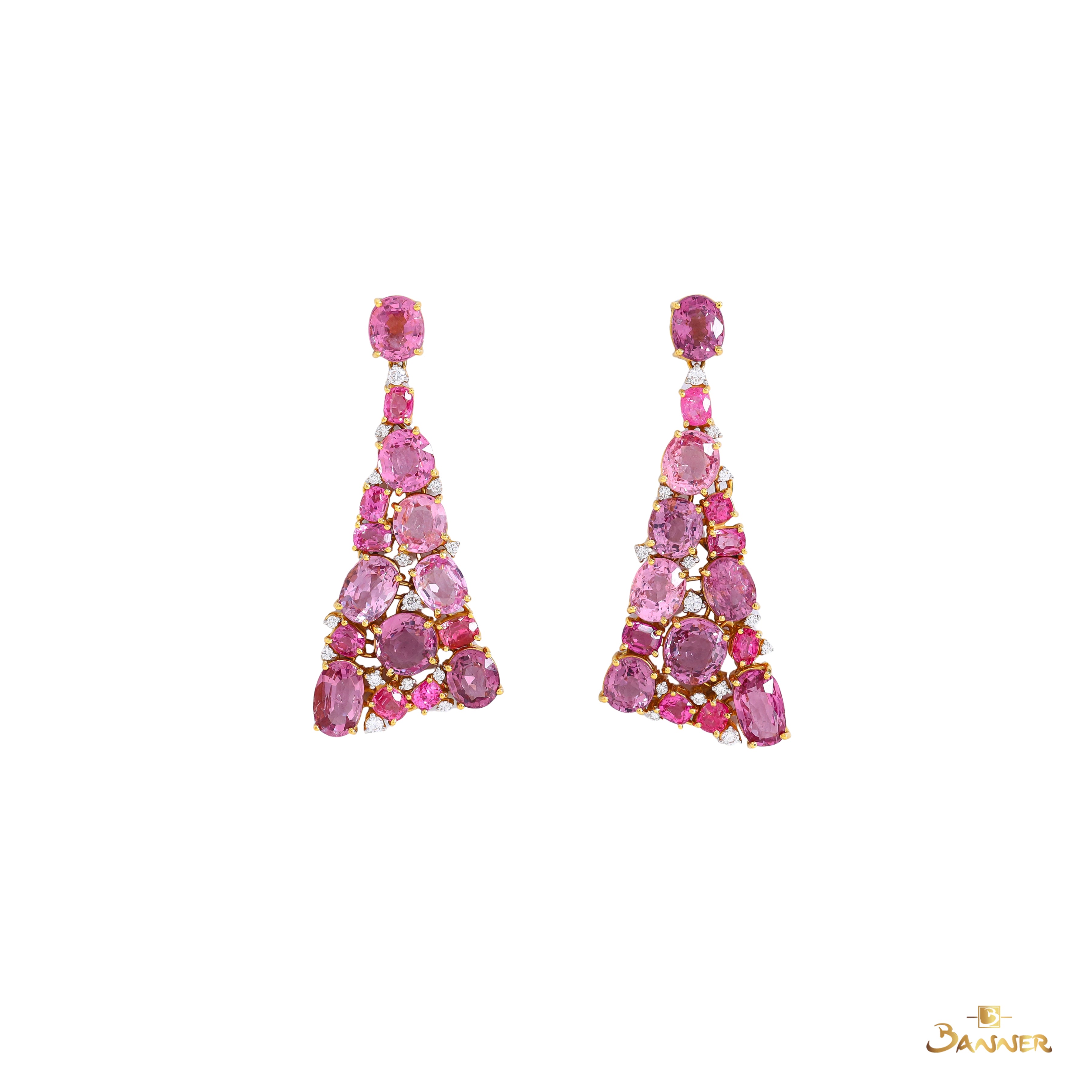 Spinel and Diamond Floral Drop Earrings