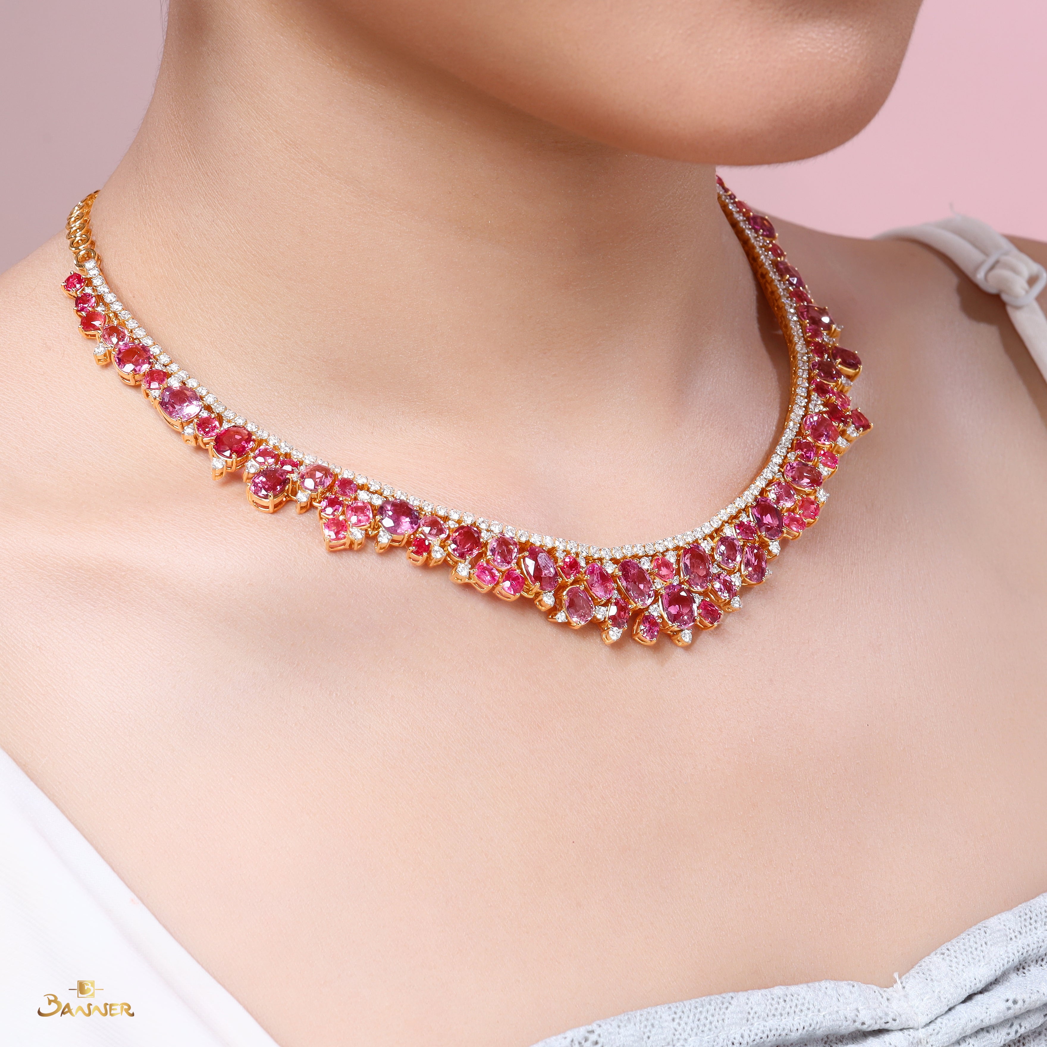 Spinel and Diamond Floral Necklace