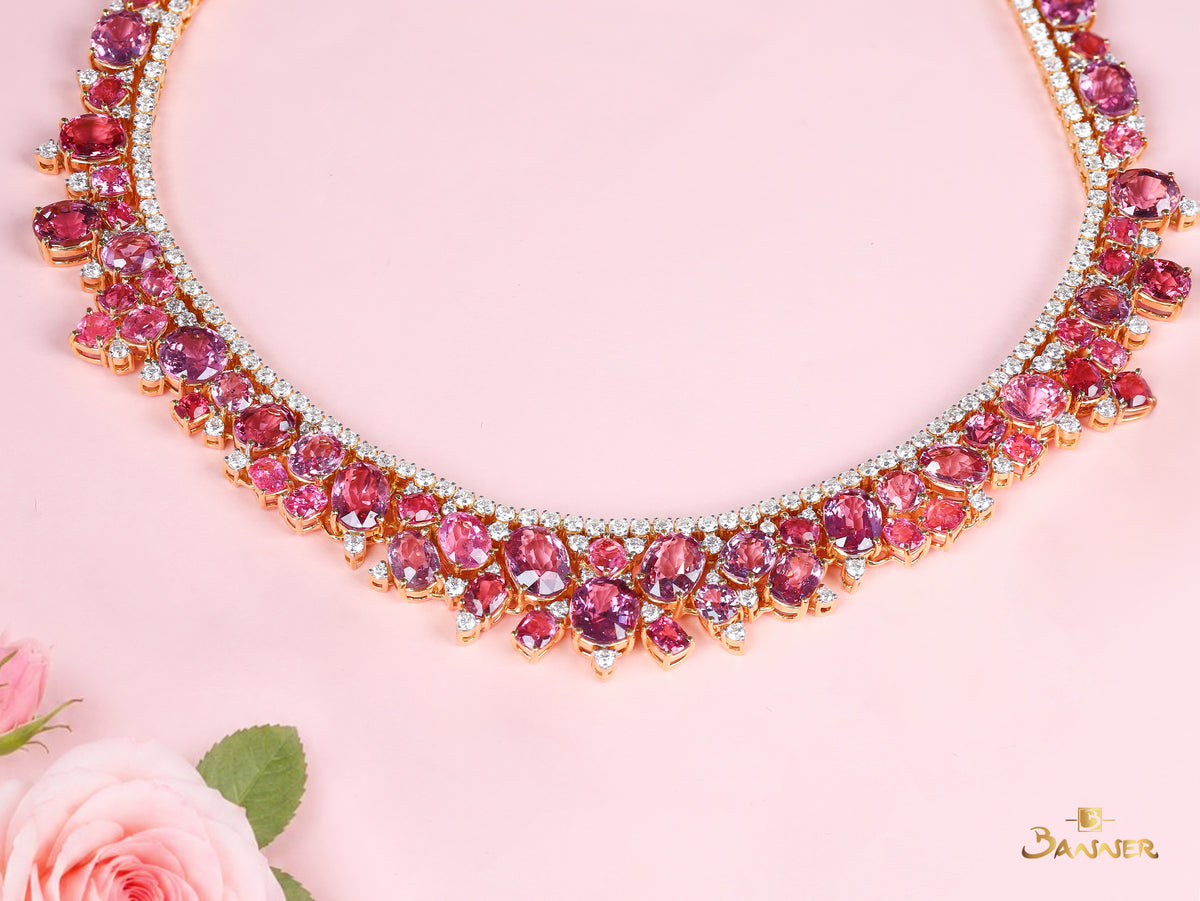 Spinel and Diamond Floral Necklace