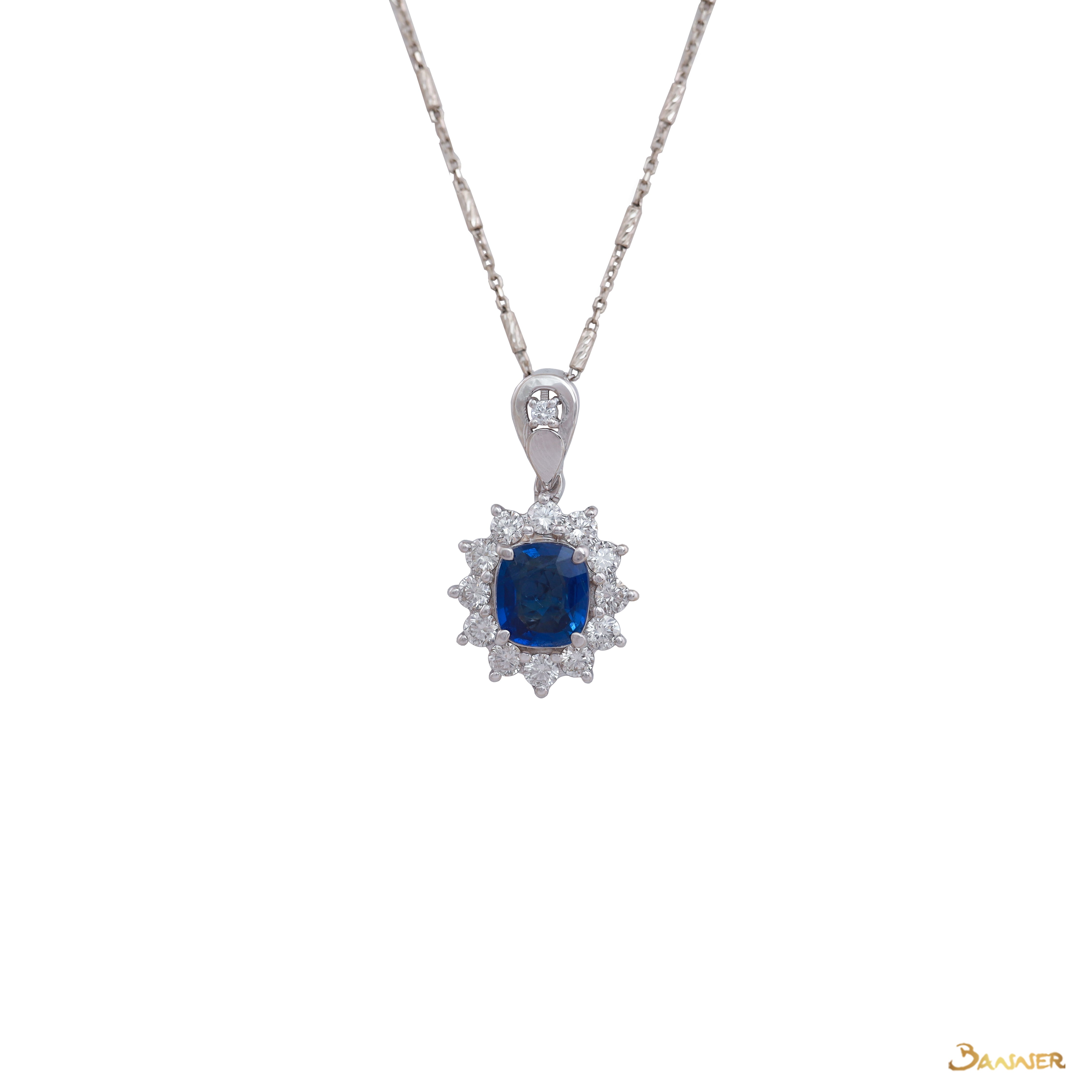 Sapphire and Diamond Sunflower Pendant
