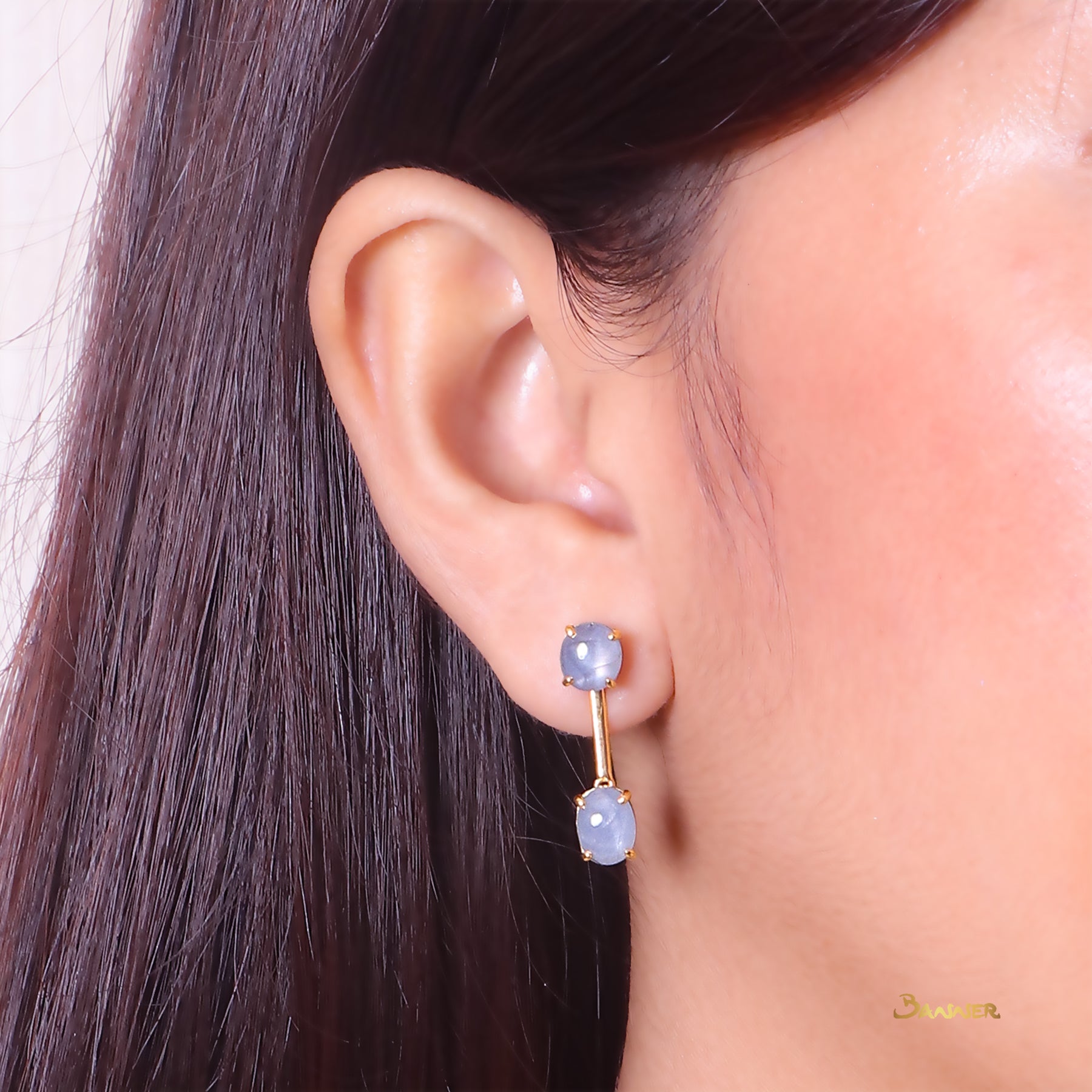 Star Sapphire 2-ways Dangling Earrings
