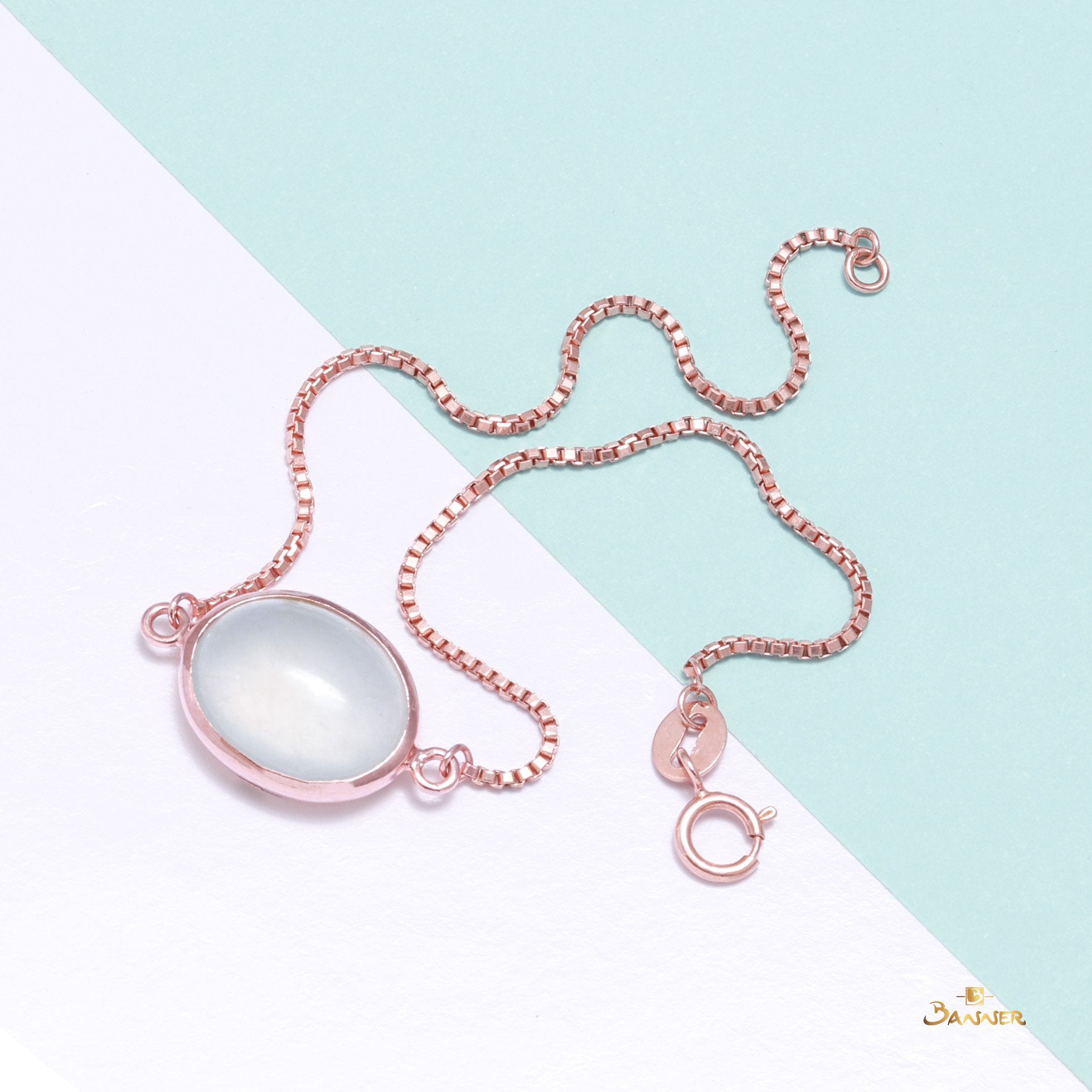 White Jade and 18K Rose Gold Chain