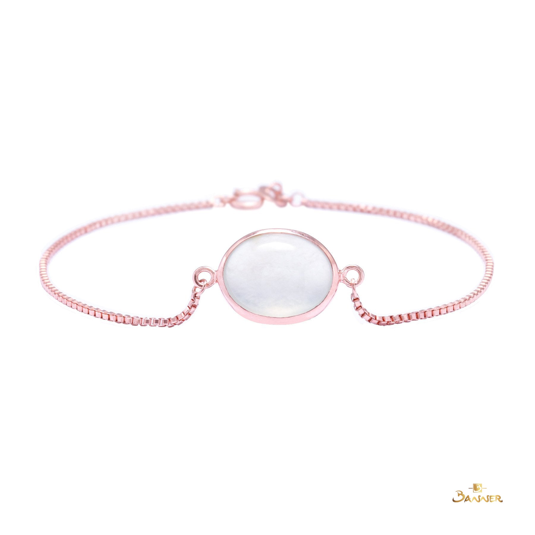 White Jade and 18K Rose Gold Chain