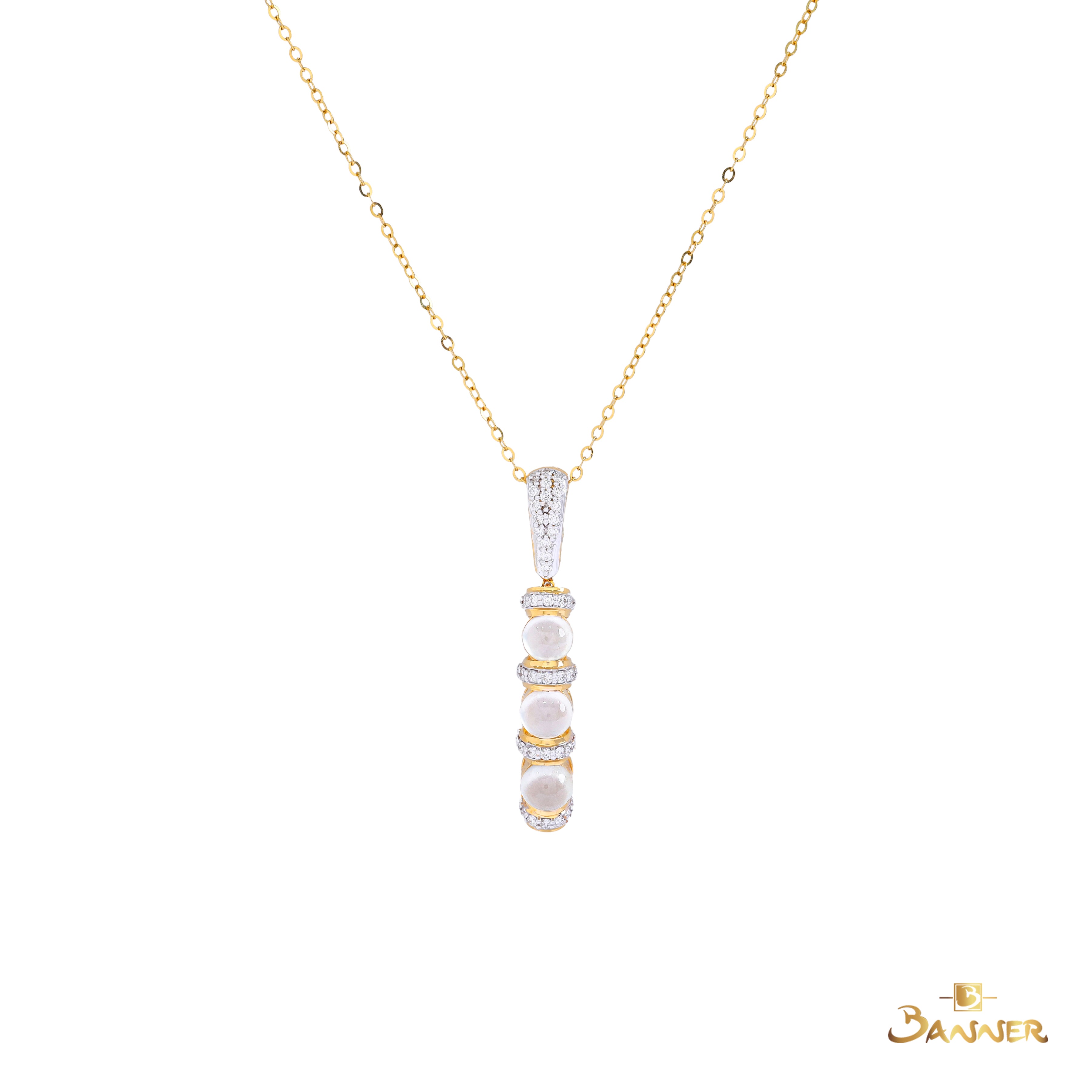 White Jade and Diamond Pave Pendant