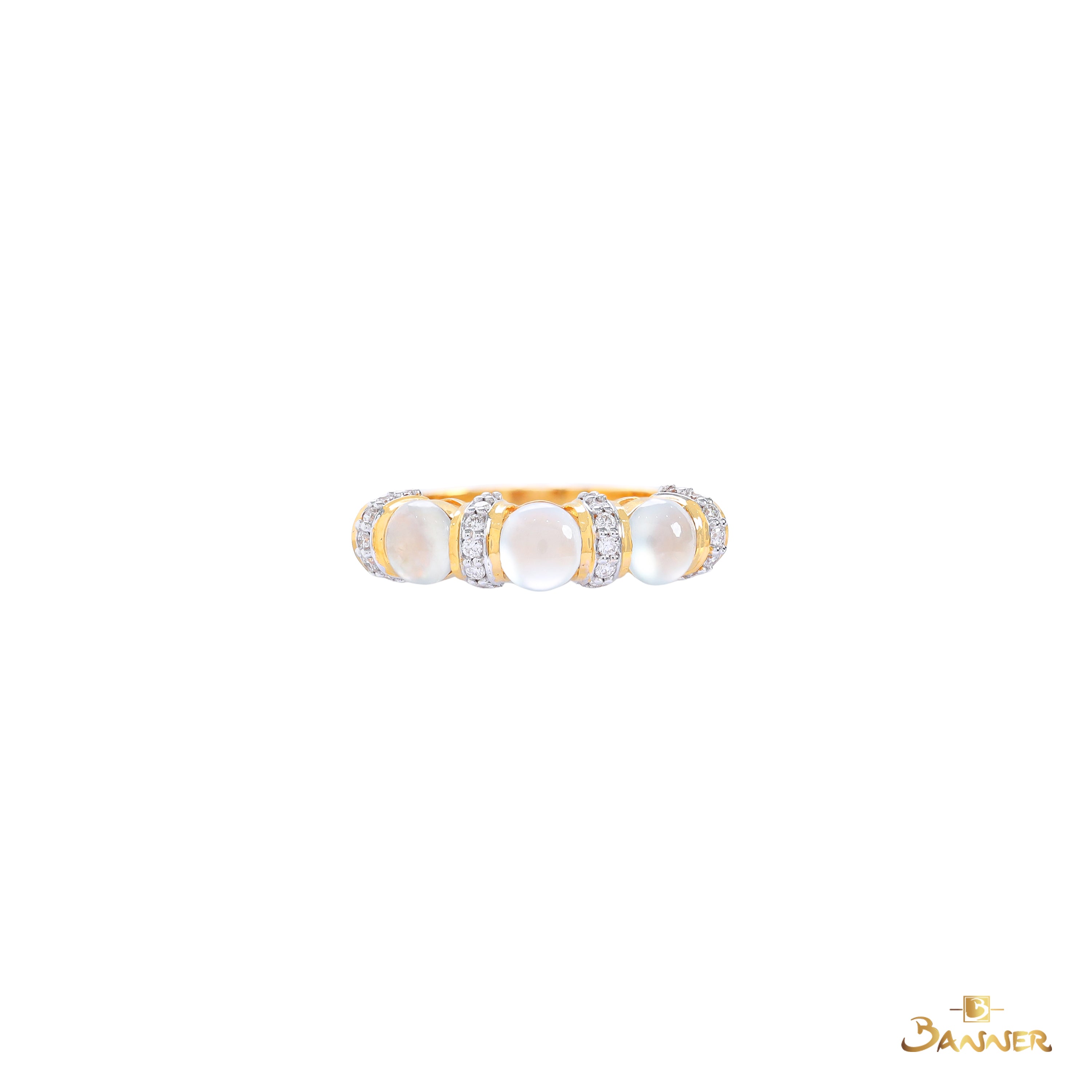 White Jade and Diamond Pave Ring