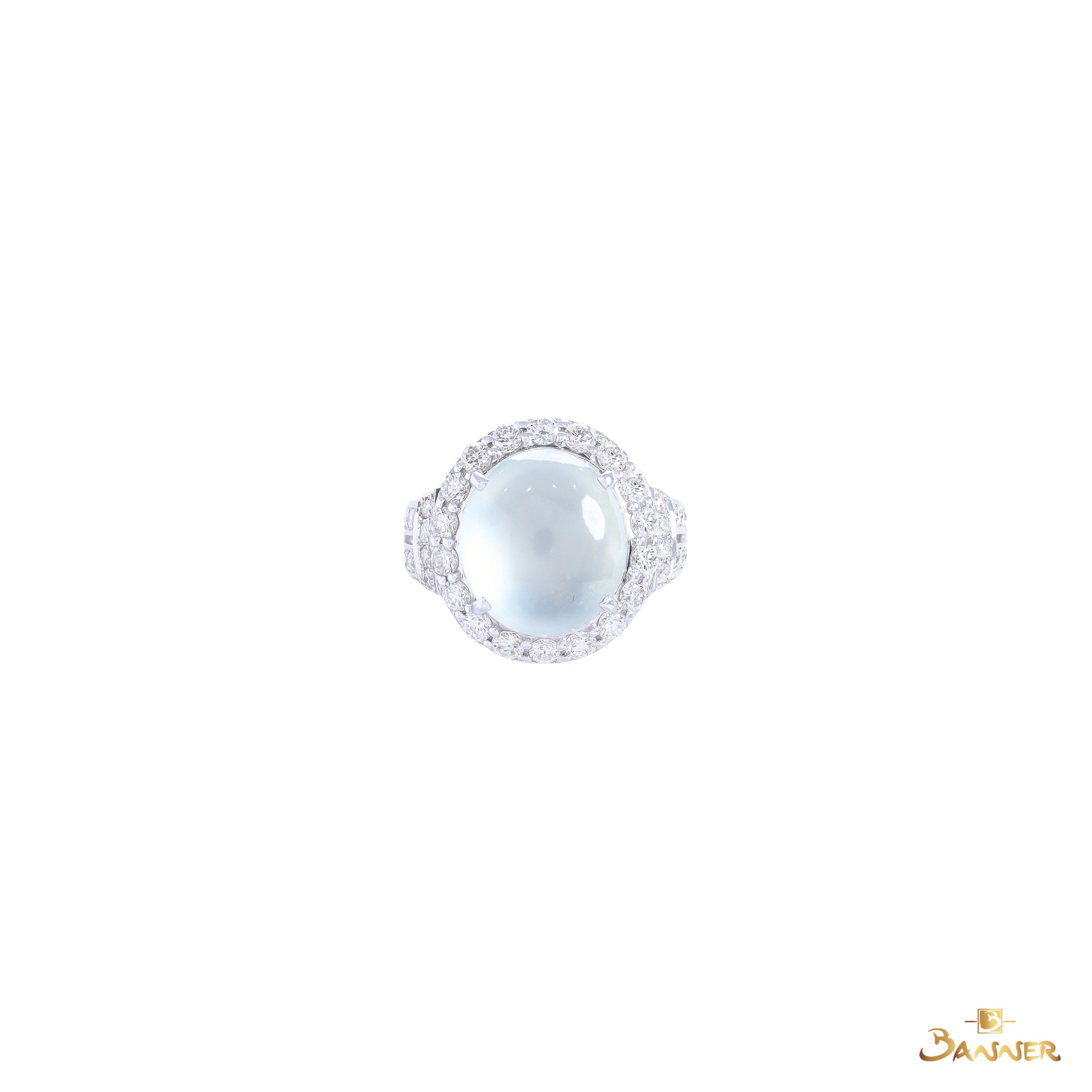 White Jade and Diamond Ring
