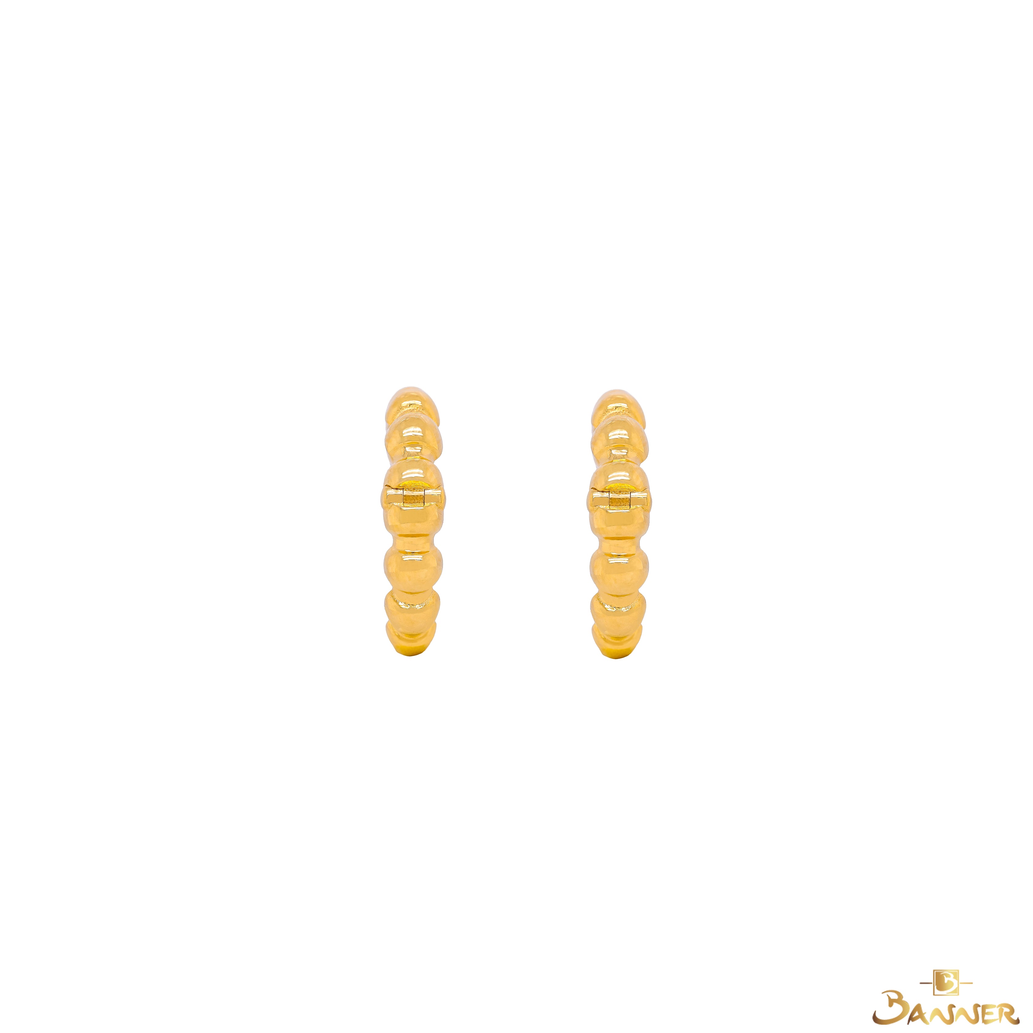 18K Beaded Huggie Earrings