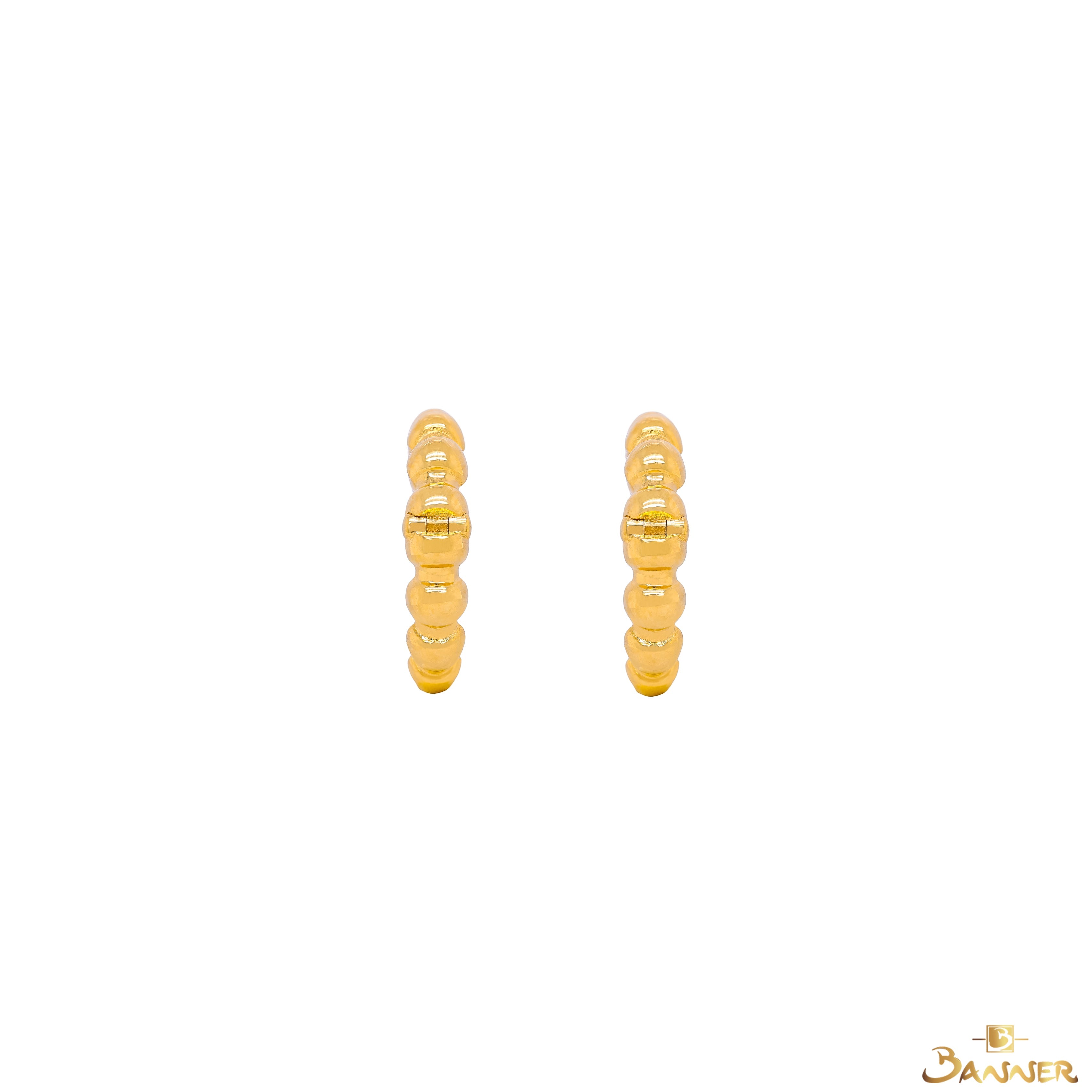 18K Beaded Huggie Earrings