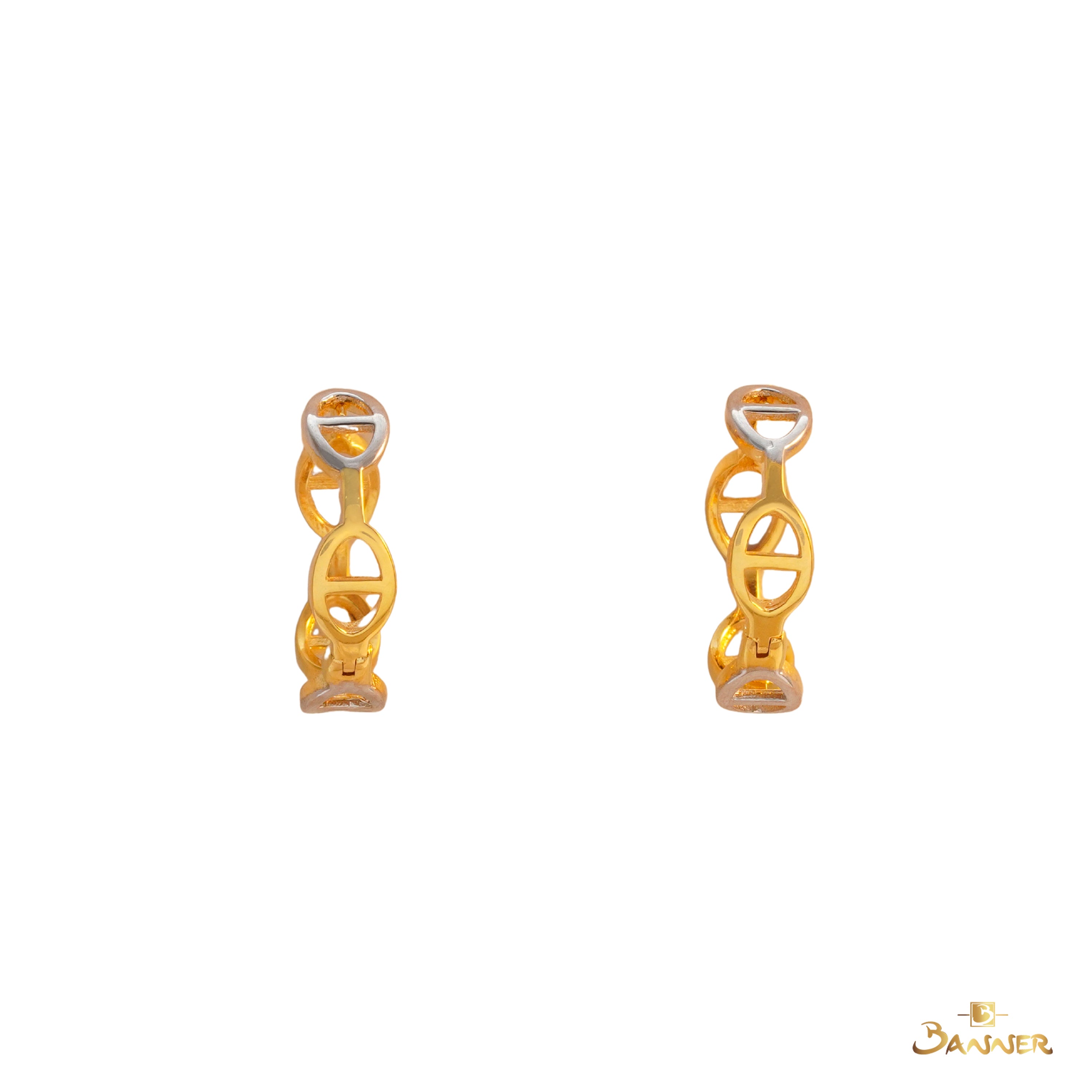 18K Gold Chain Link Huggie Earrings