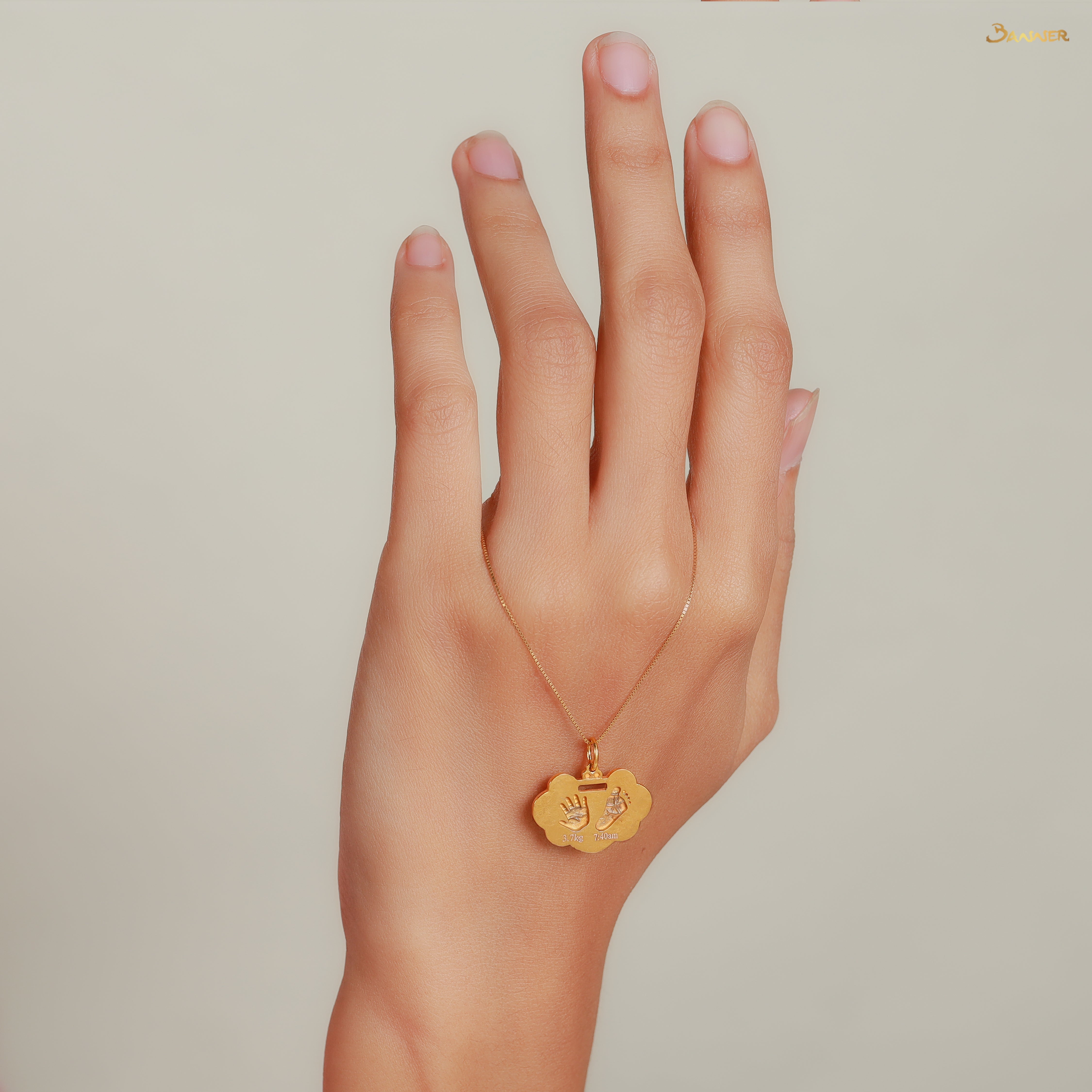 18k Yellow Gold Hand and Footprint Pendant