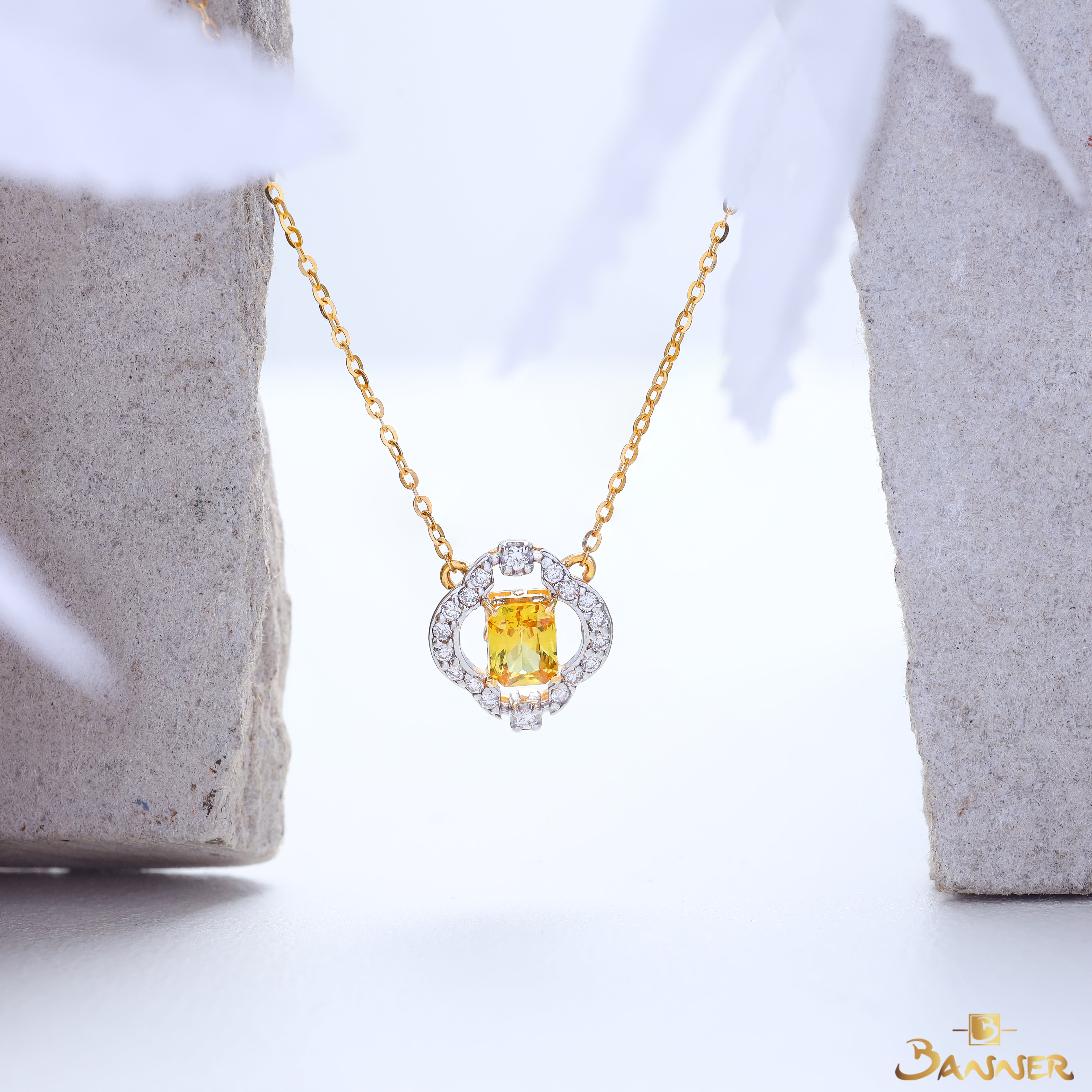 Yellow Sapphire and Diamond Eos Necklace