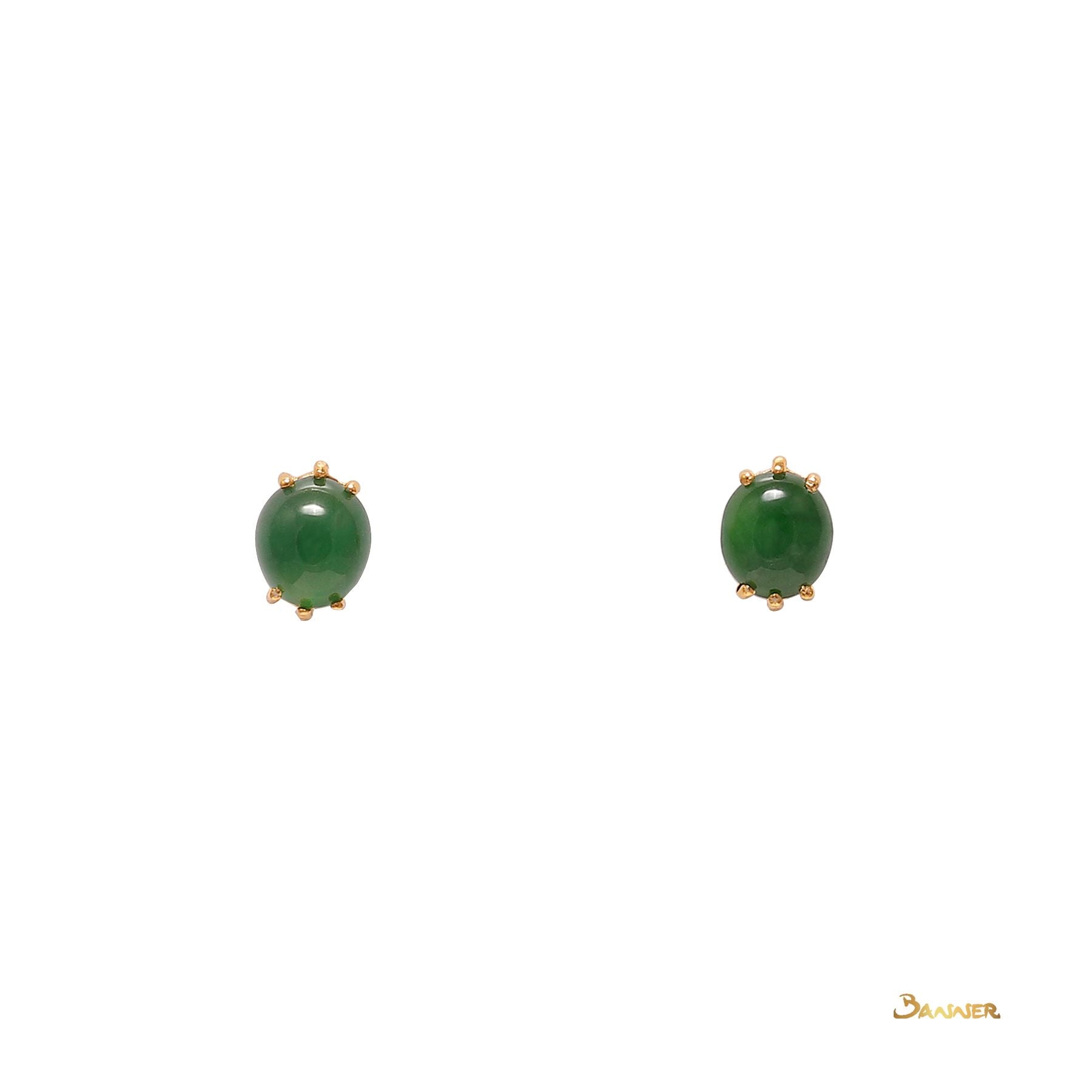 Jade Oval Stud Earrings