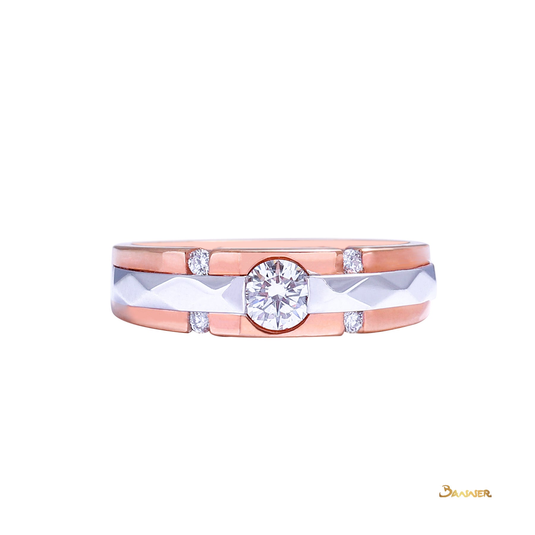 Diamond and Rose Gold Flush Setting Ring