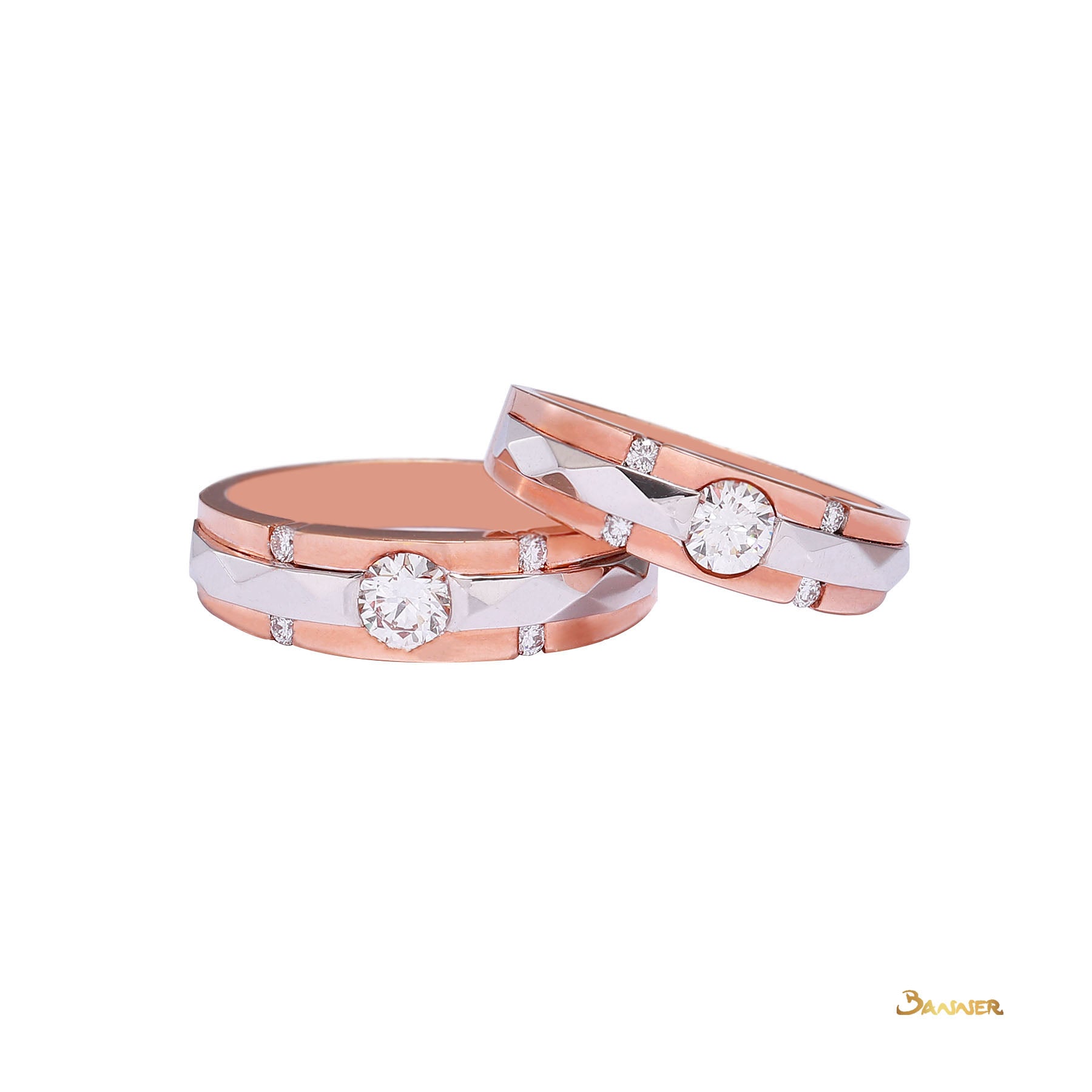 Diamond and Rose Gold Flush Setting Ring
