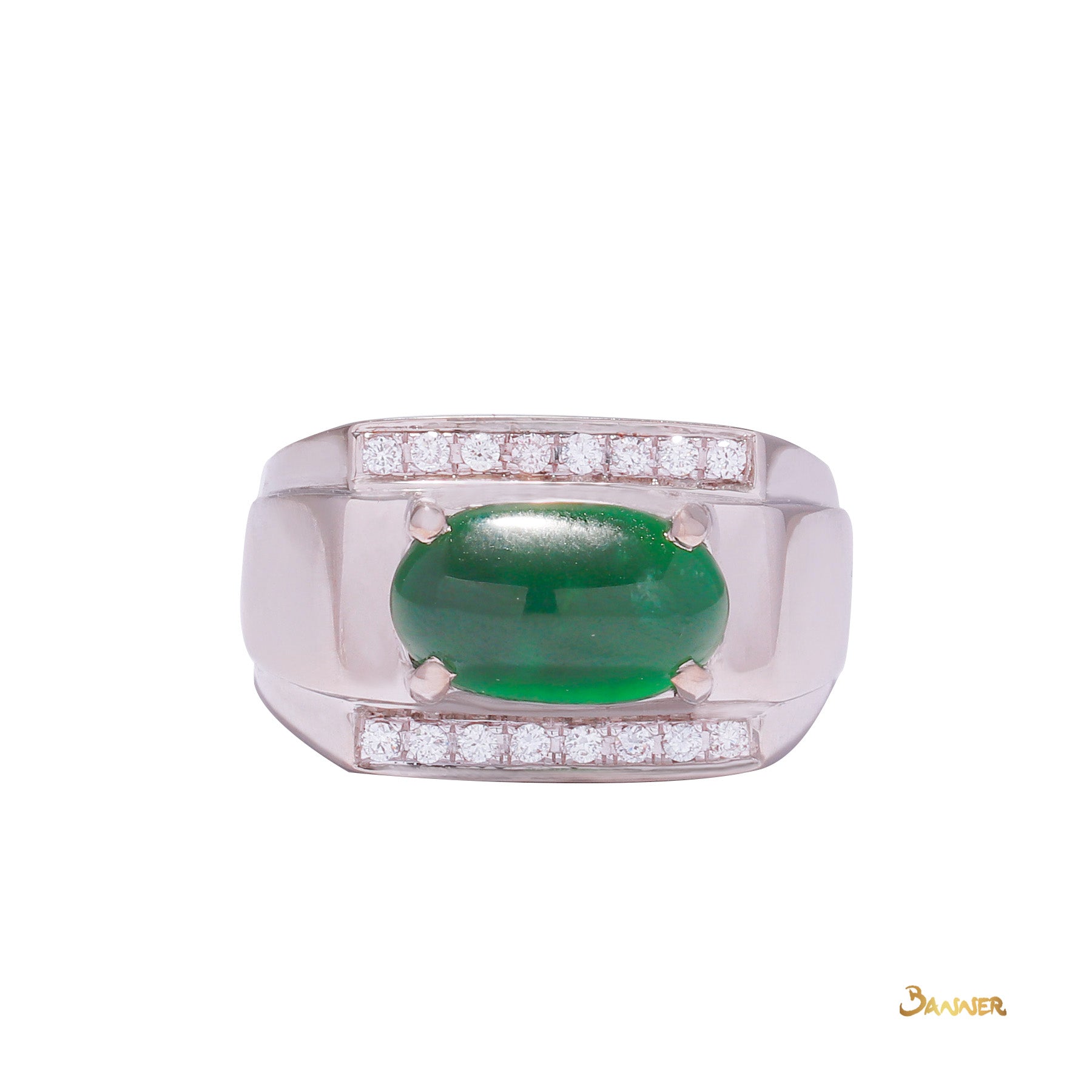 Jade and Diamond Men's Ring