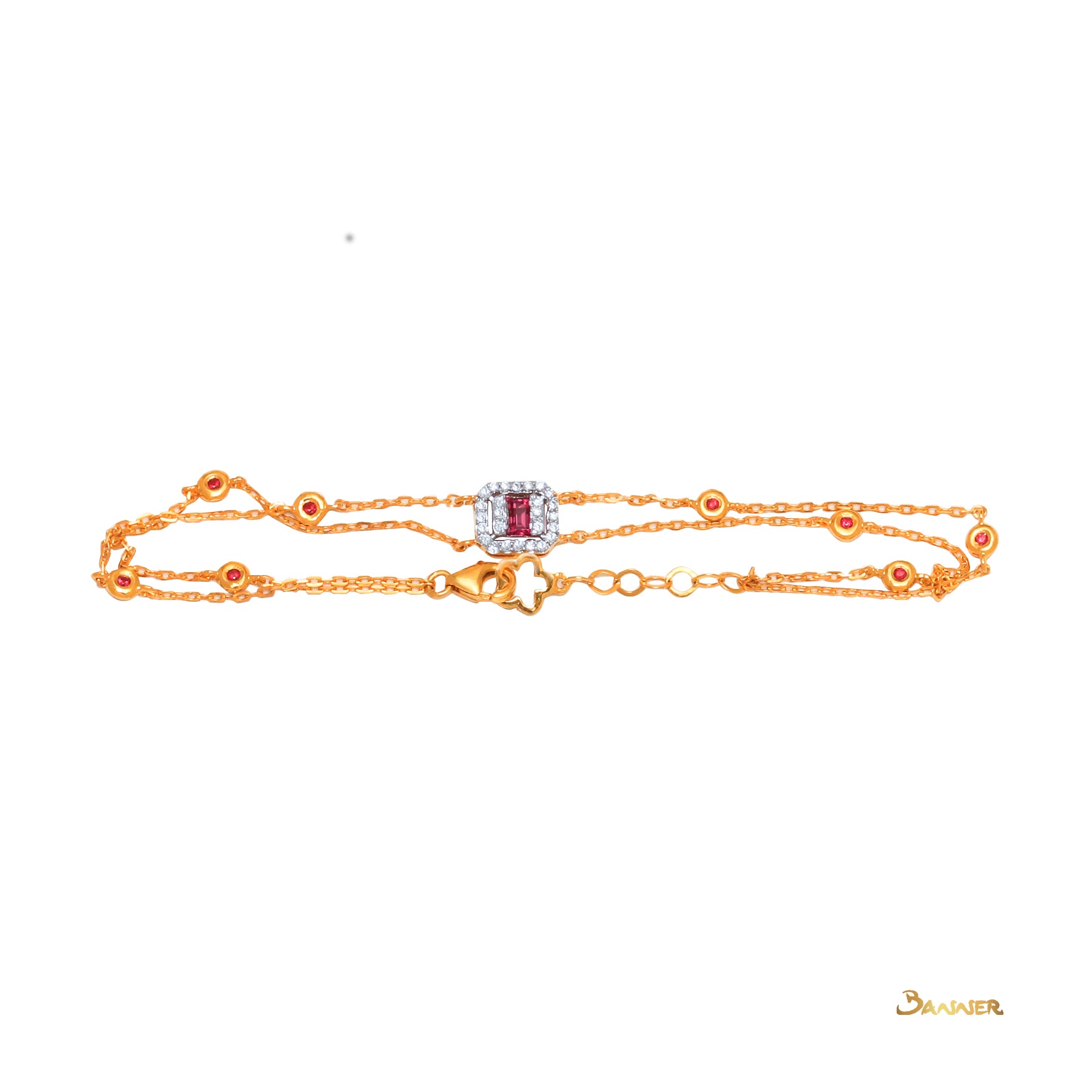 Emerald cut Ruby and Diamond Bracelet