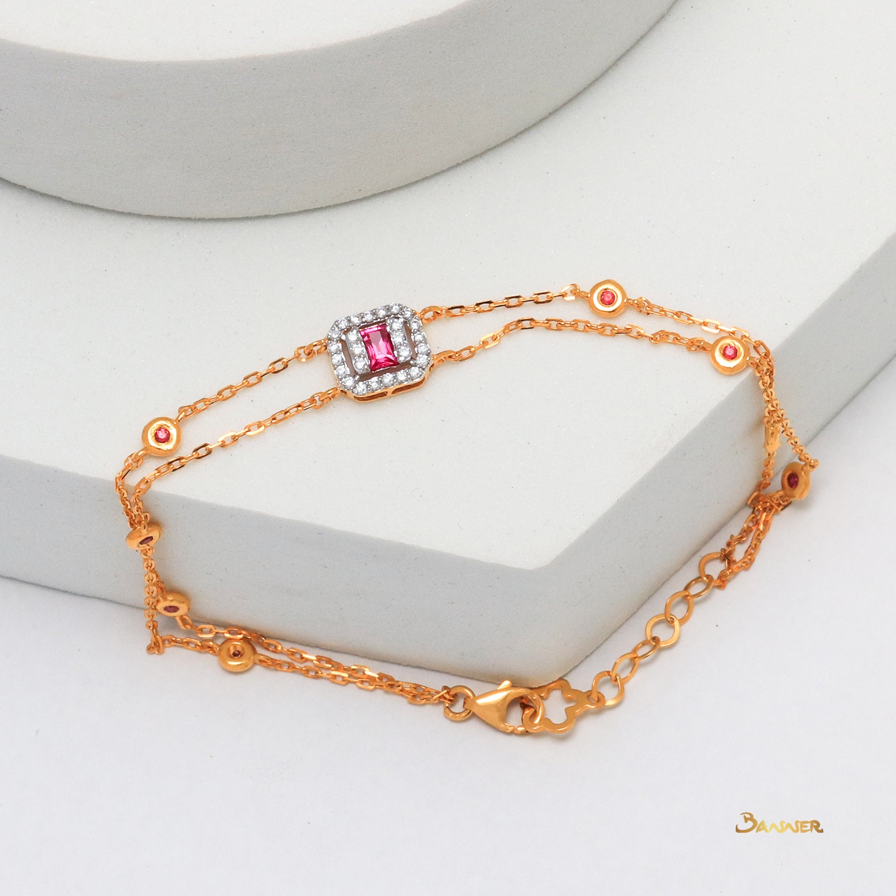 Emerald cut Ruby and Diamond Bracelet