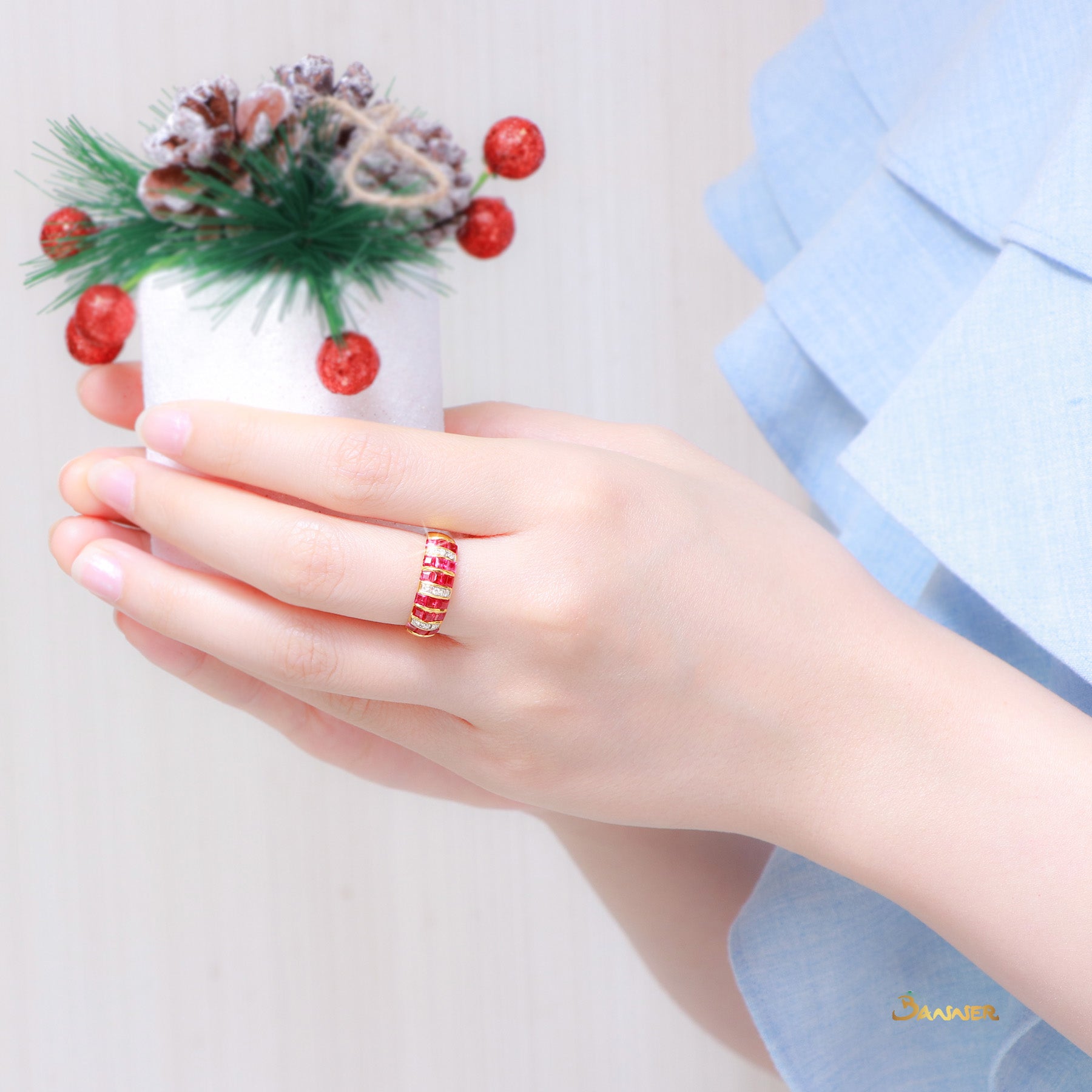 Ruby and Diamond Wasit Ring