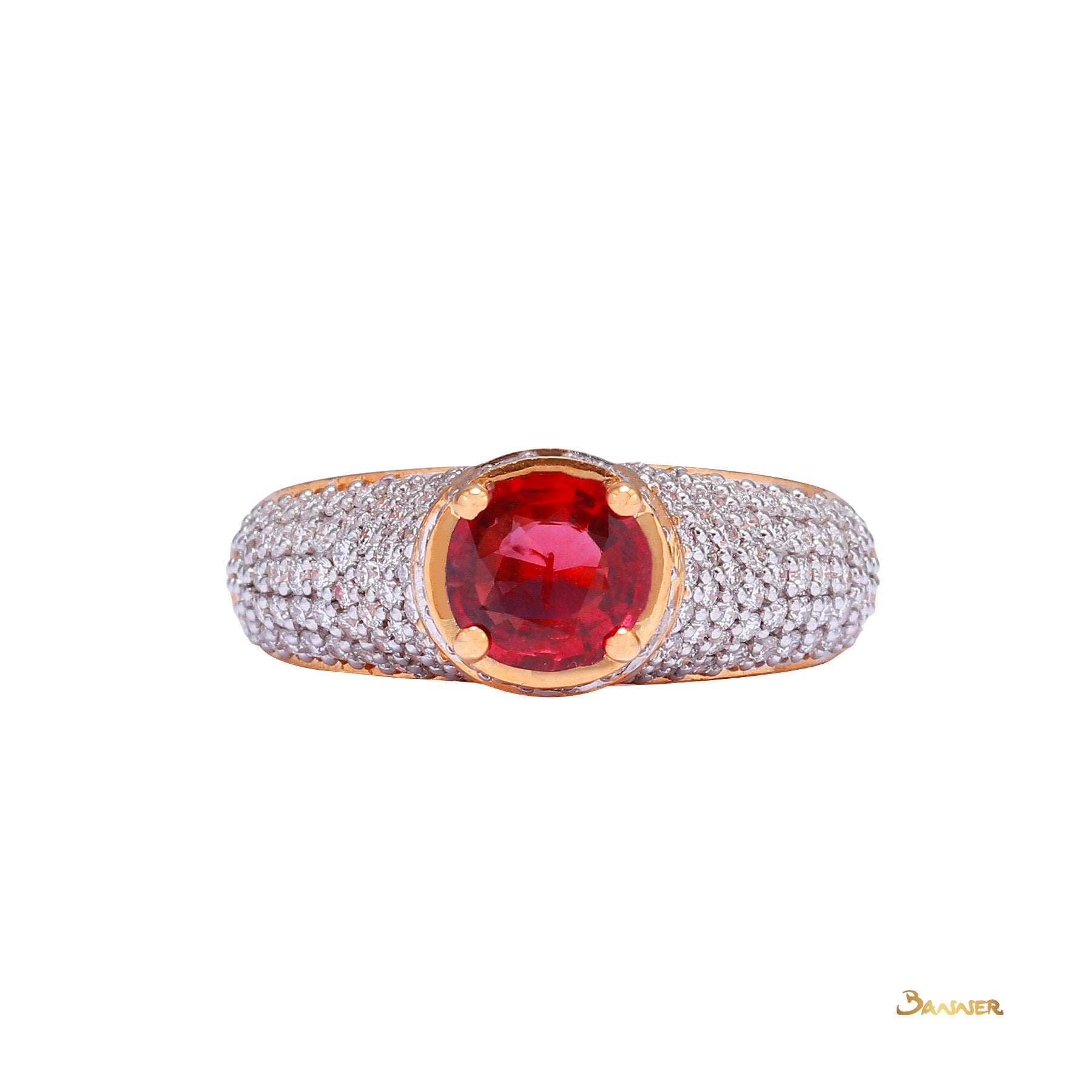 Ruby and Diamond Micropave Ring
