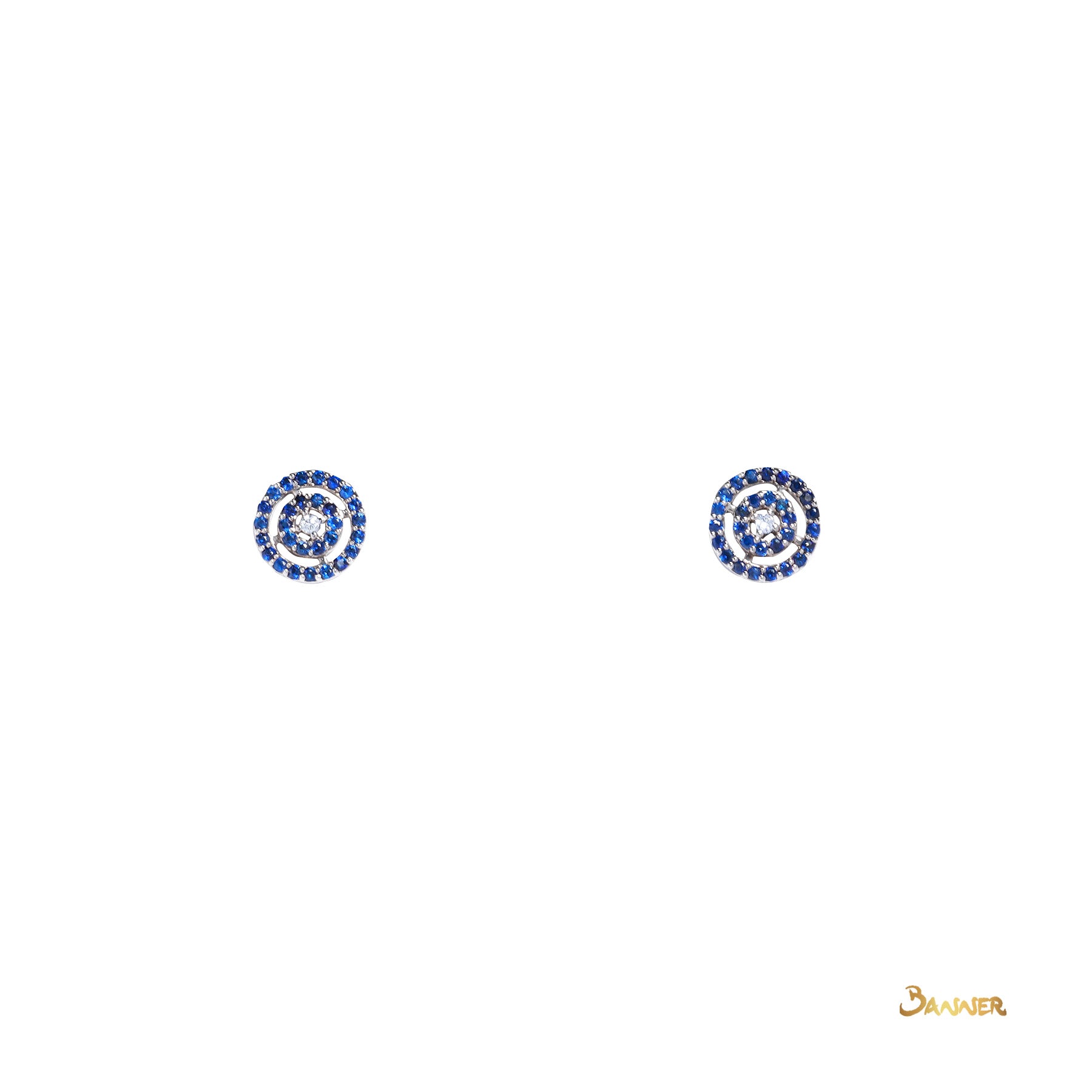 Sapphire and Diamond Double Halo Earrings