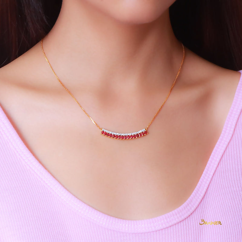 Ruby and Diamond Smile Necklace