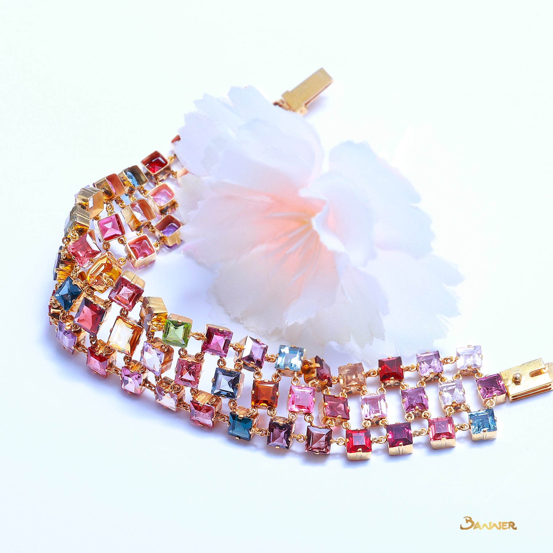 Emerald-cut Multi-colored Spinel Bracelet