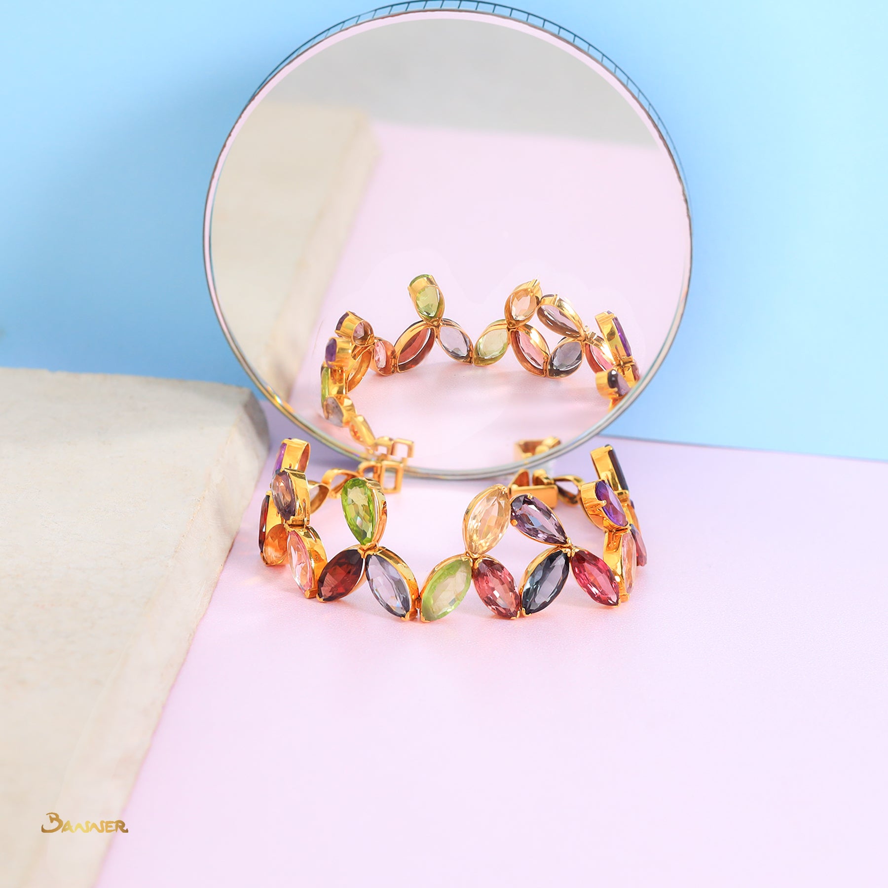 Multi-Colored Spinel Floral Bracelet