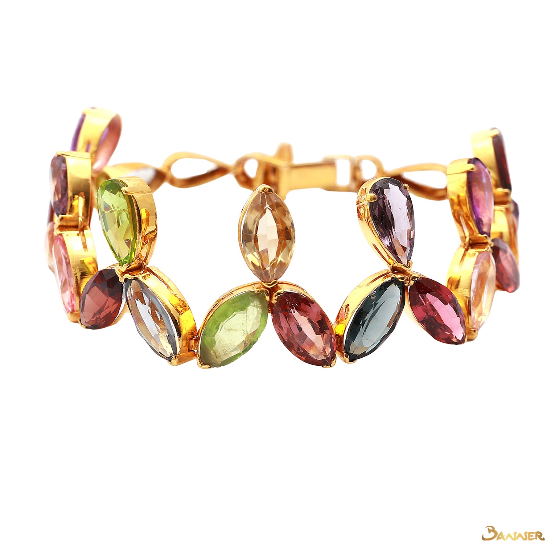 Multi-Colored Spinel Floral Bracelet