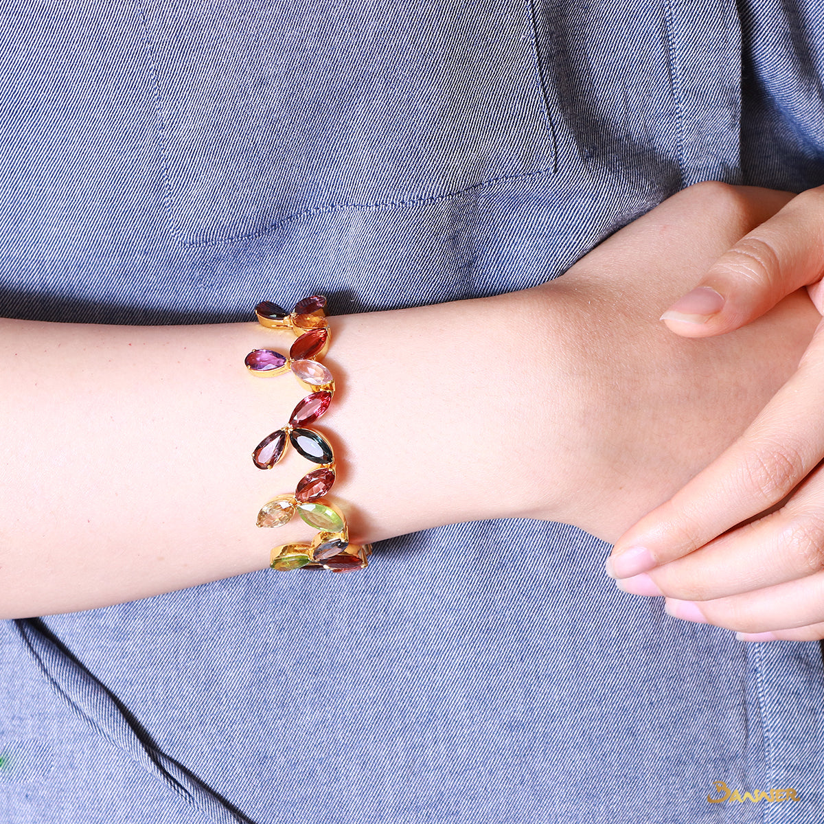 Multi-Colored Spinel Floral Bracelet