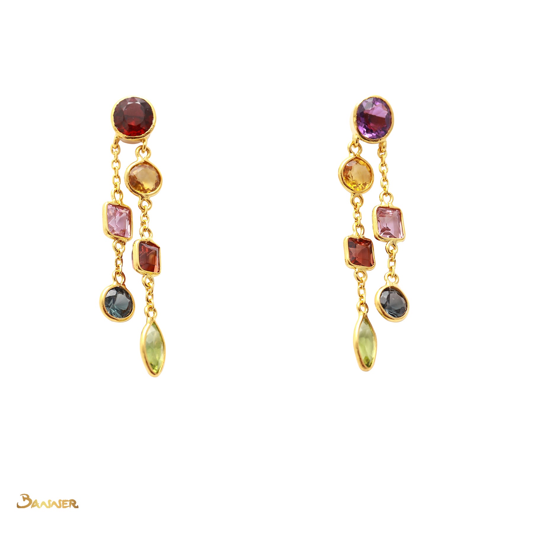 Multi-Colored Spinel Dangle Earrings