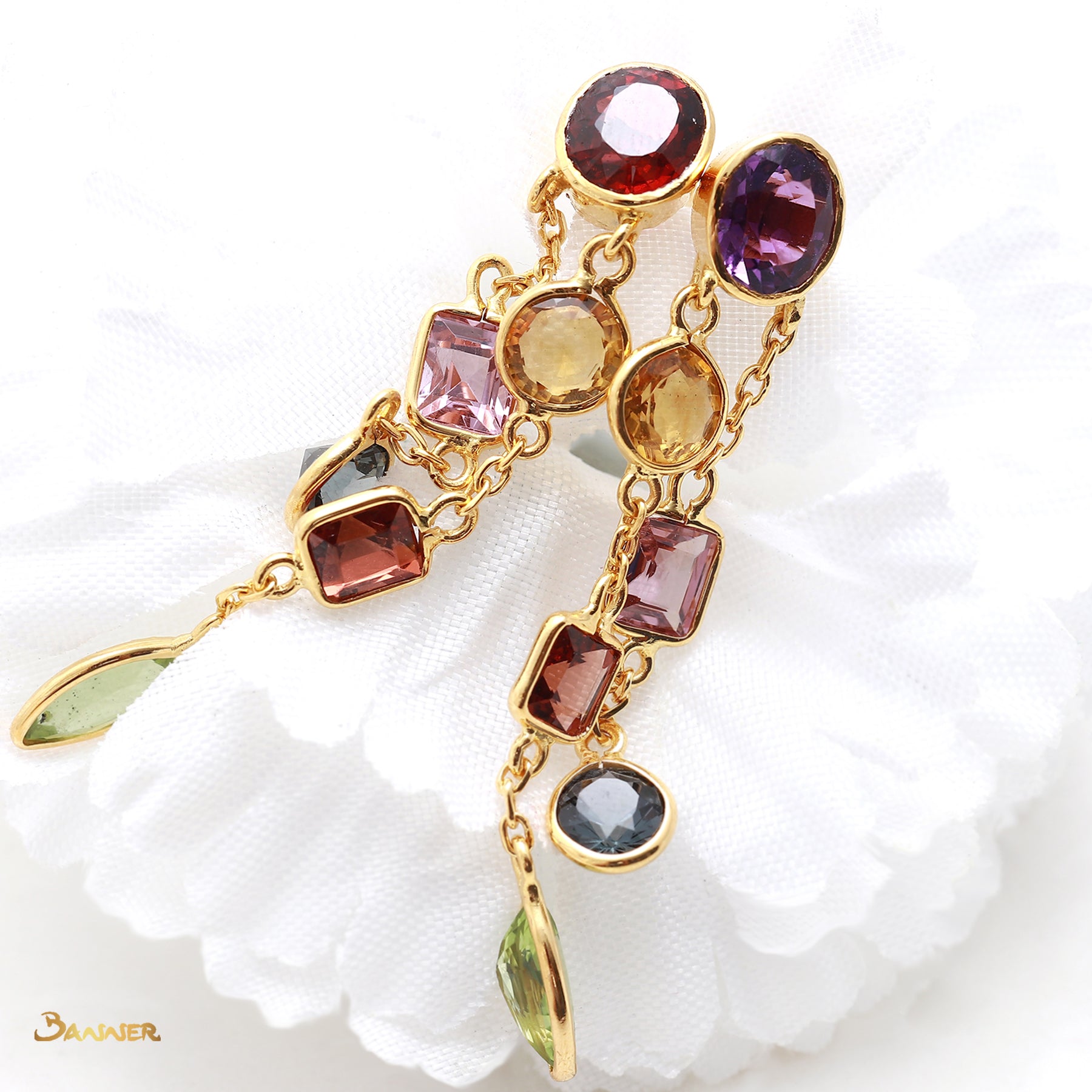 Multi-Colored Spinel Dangle Earrings