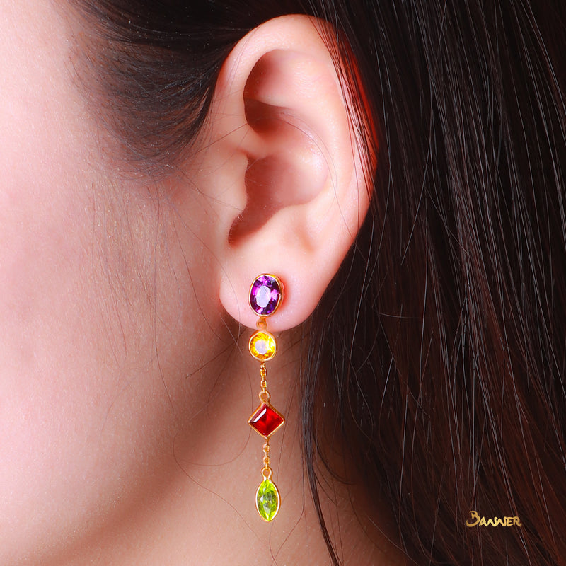 Multi-colour Spinel Dangling Earrings