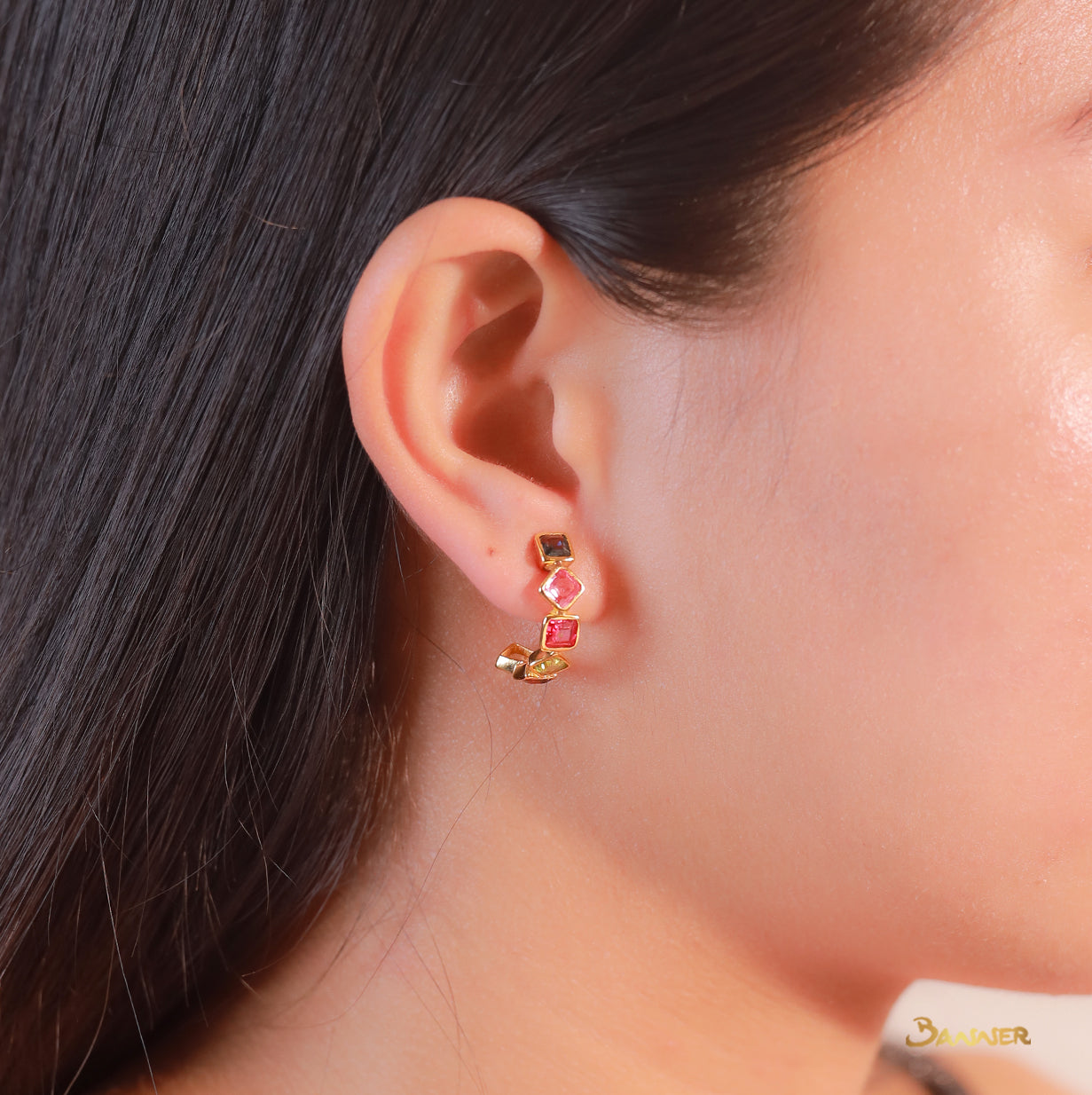 Multi-colored Spinel and Peridot  Earrings