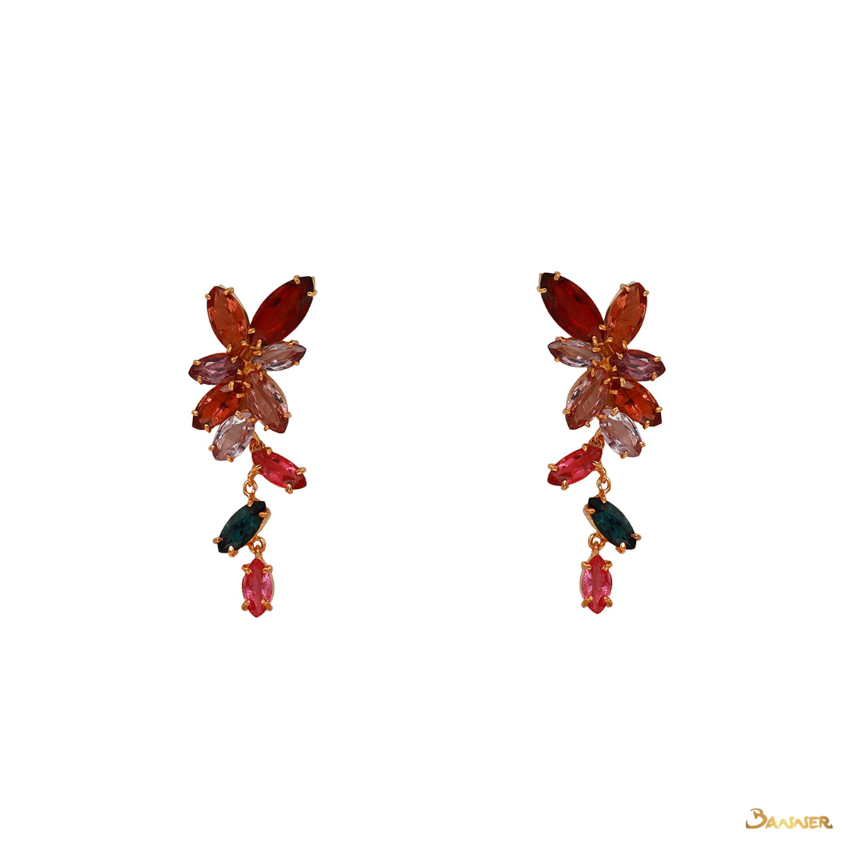 Spinel Marquise Leaf Shape Dangle Earrings