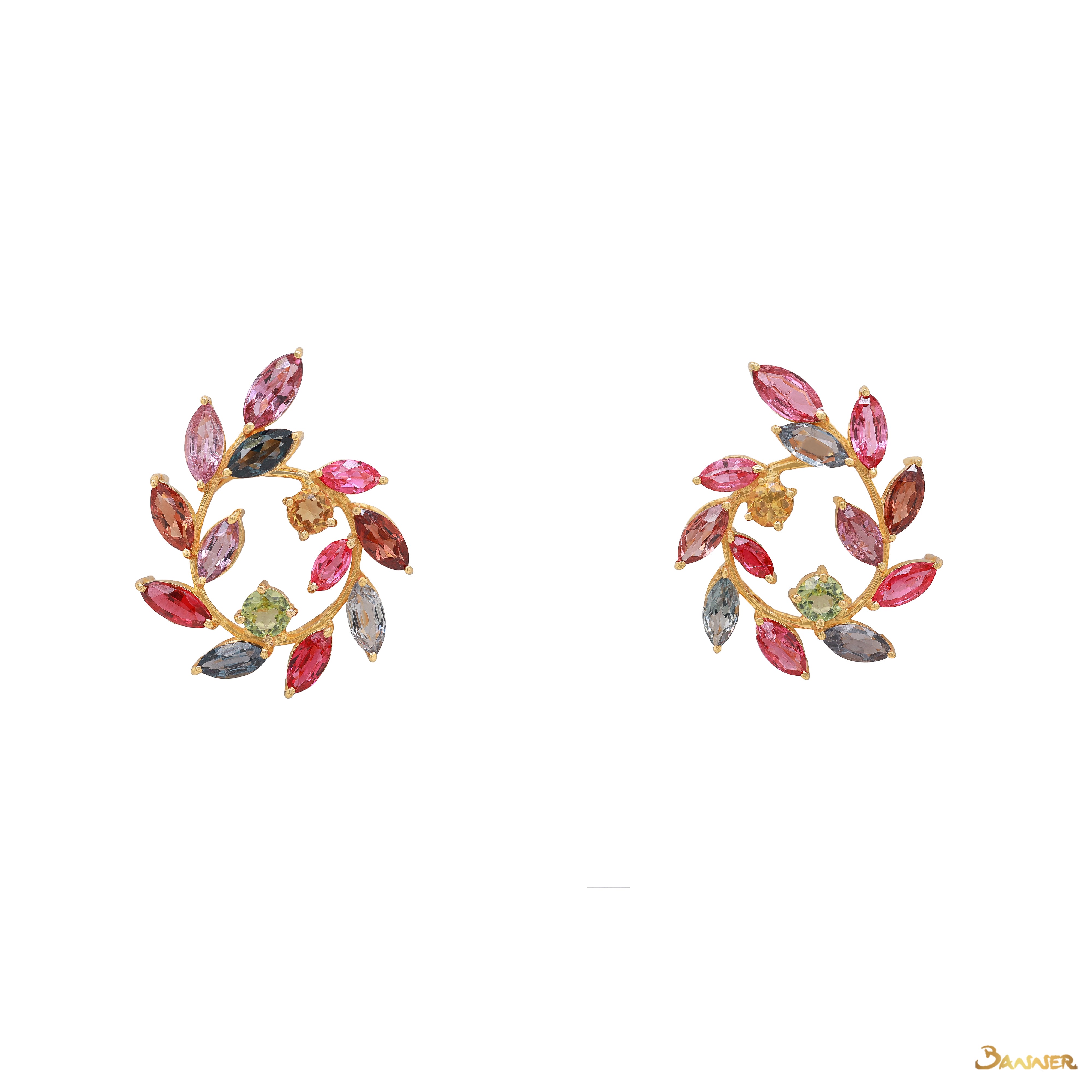 Multi-Colored Spinel Olive Earrings