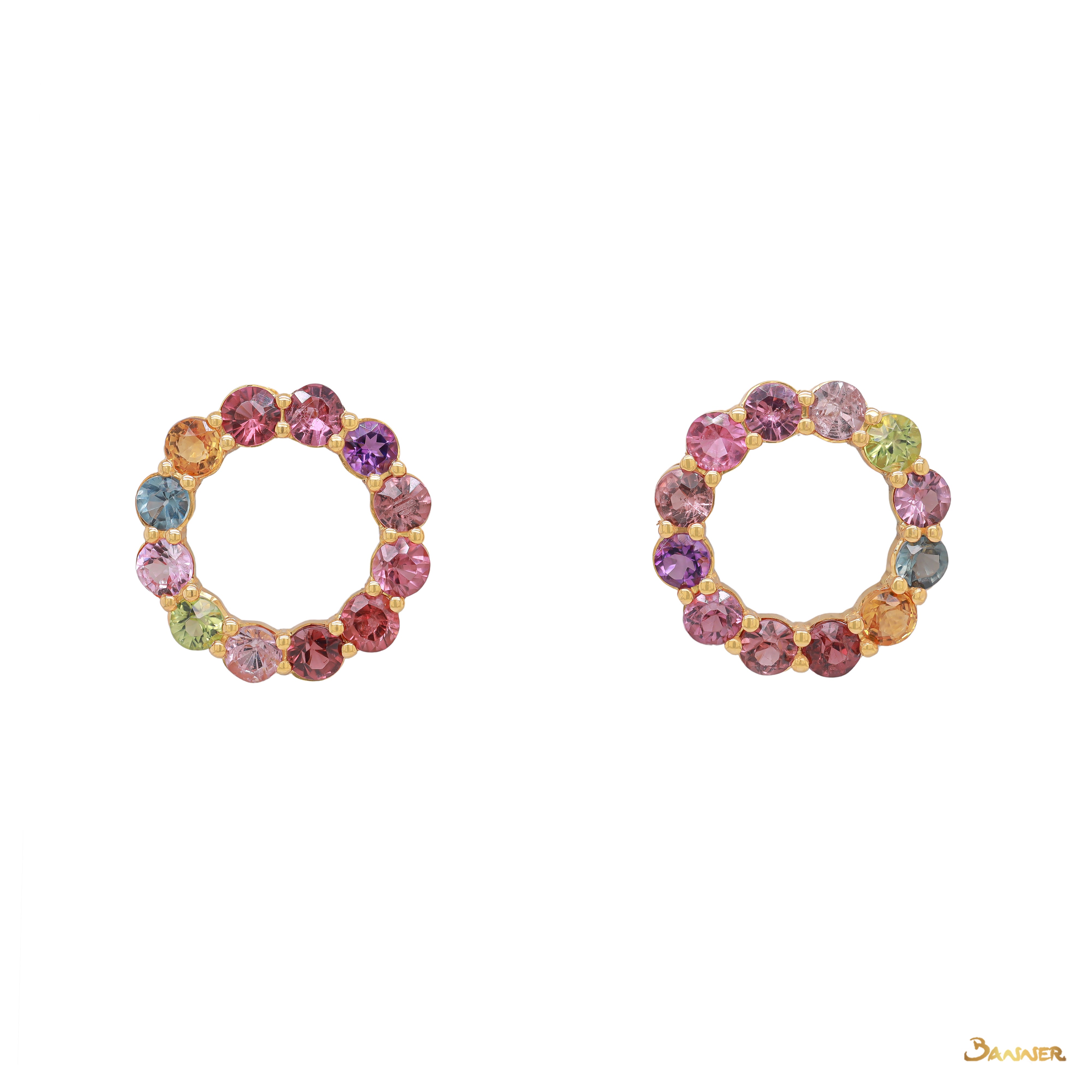 Colorful Spinel Zinnia Earrings