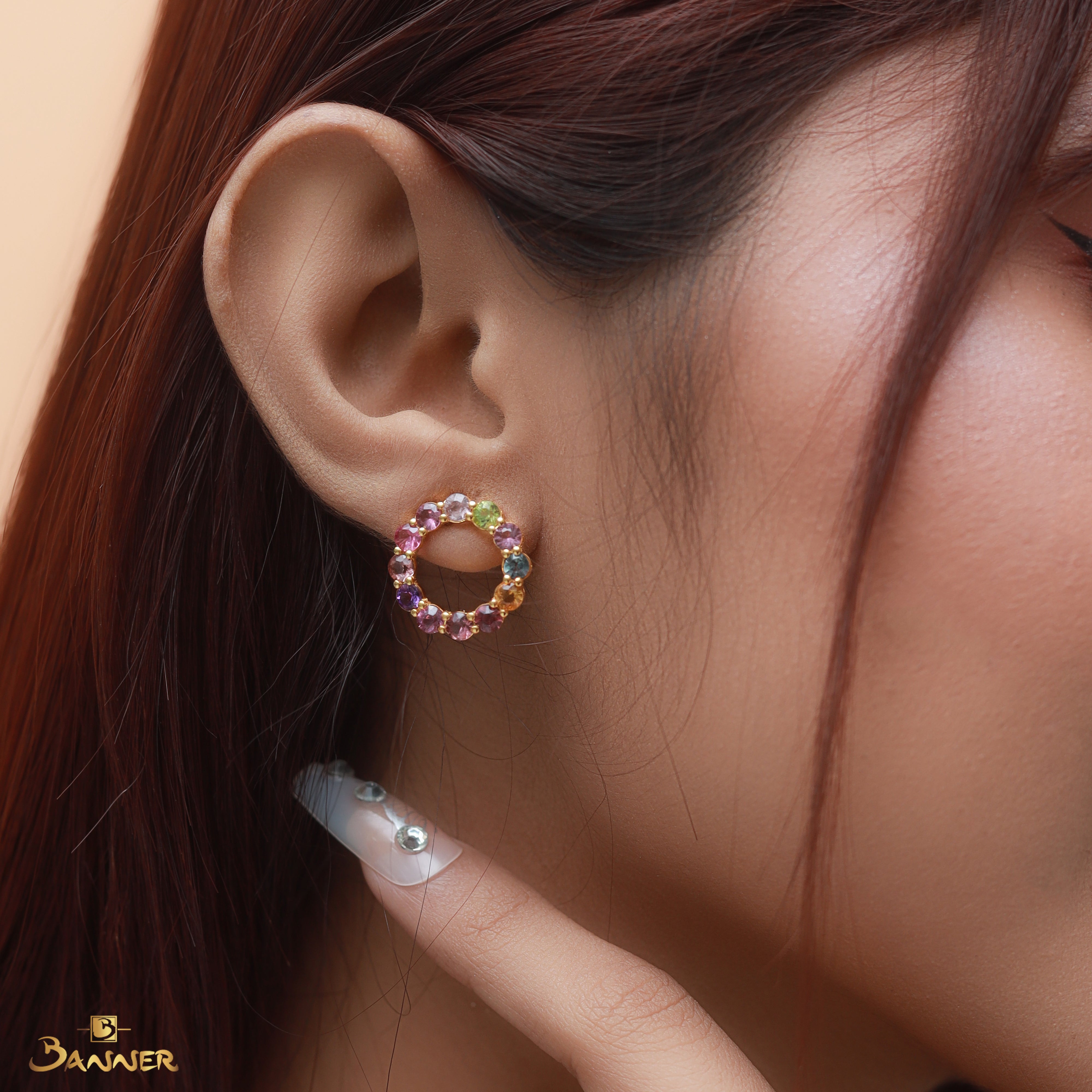 Colorful Spinel Zinnia Earrings