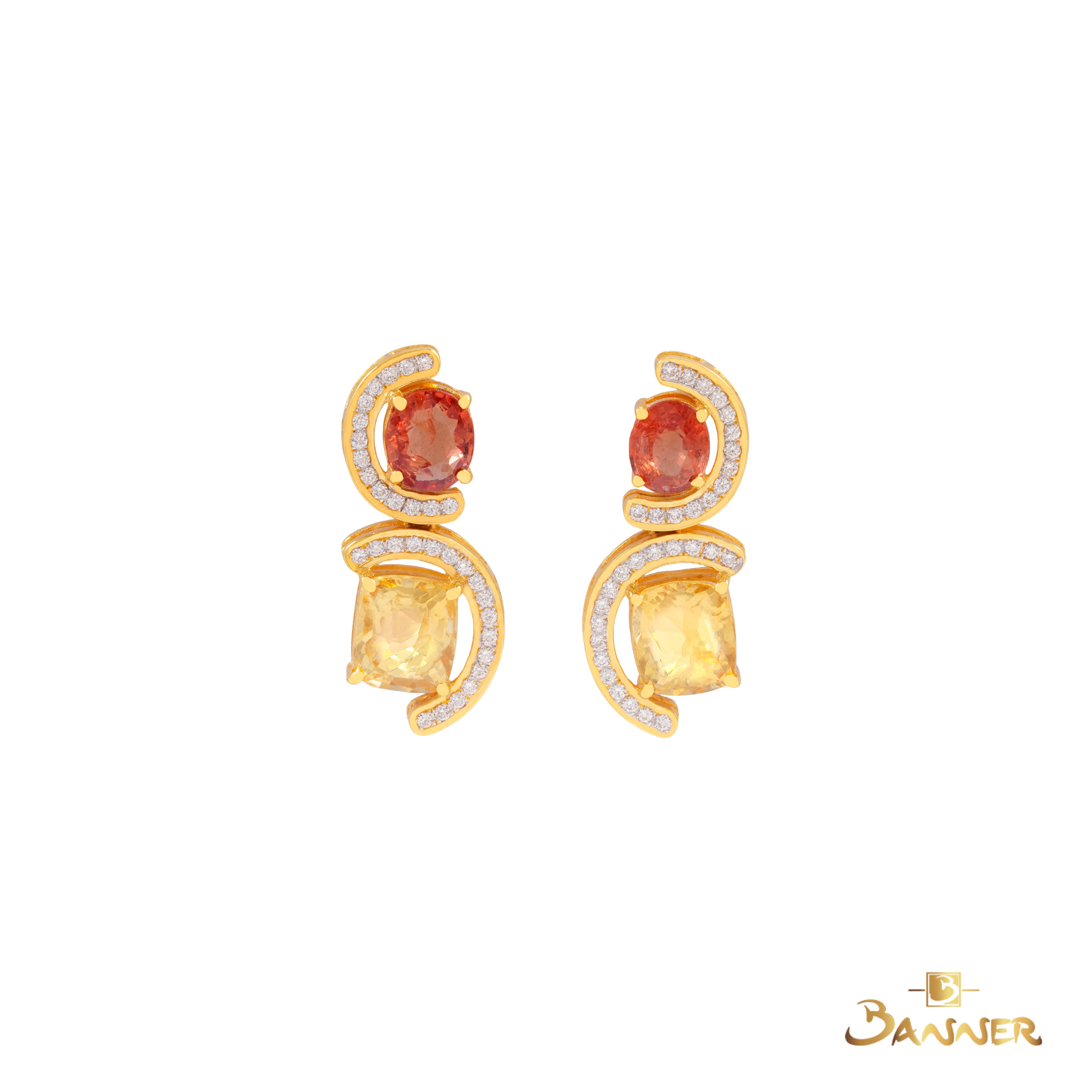 Multi-Colored Spinel and Diamond Solarna Earrings